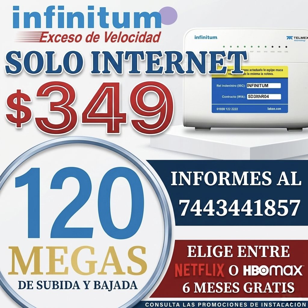 Telmex Contrata Aqui Facebook ad: SOLO INTERNET 120 MEGAS
