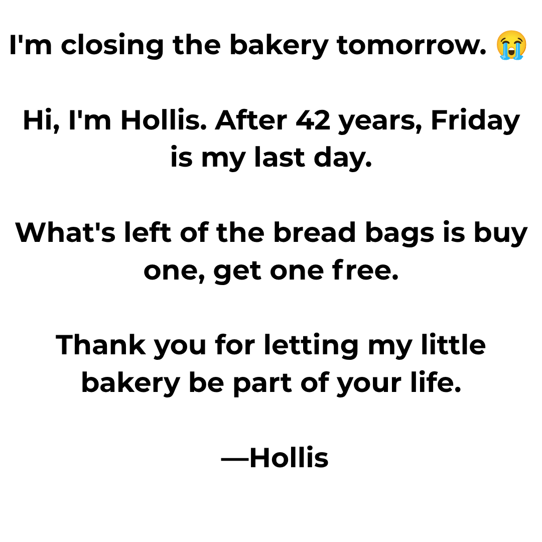 Brenners Bakery Facebook ad