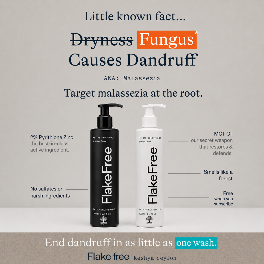 Keshya Ceylon Facebook ad: End Dandruff Forever.