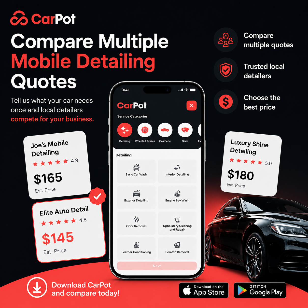 CarPot Facebook ad: Find the Best Mobile Detailer
