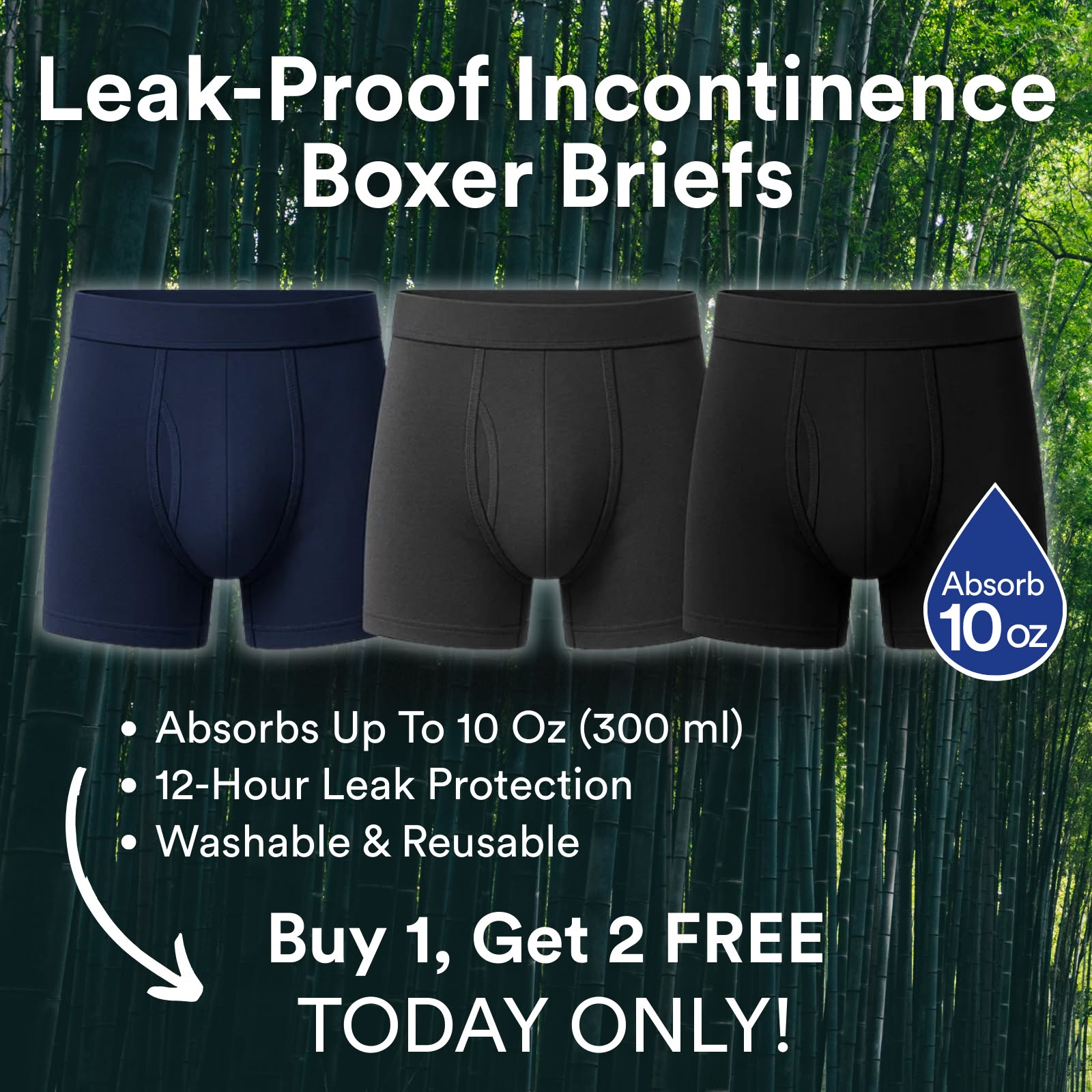 Shop Oenko Facebook ad: 3 Pairs Only $49.90, Oenko Leak-Proof Boxers