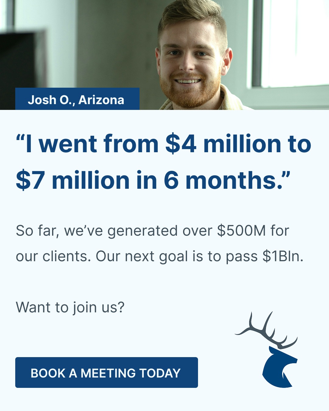 Elkridge Advisors Facebook ad: Acquire Profitable Businesses That Pay You From Day 1