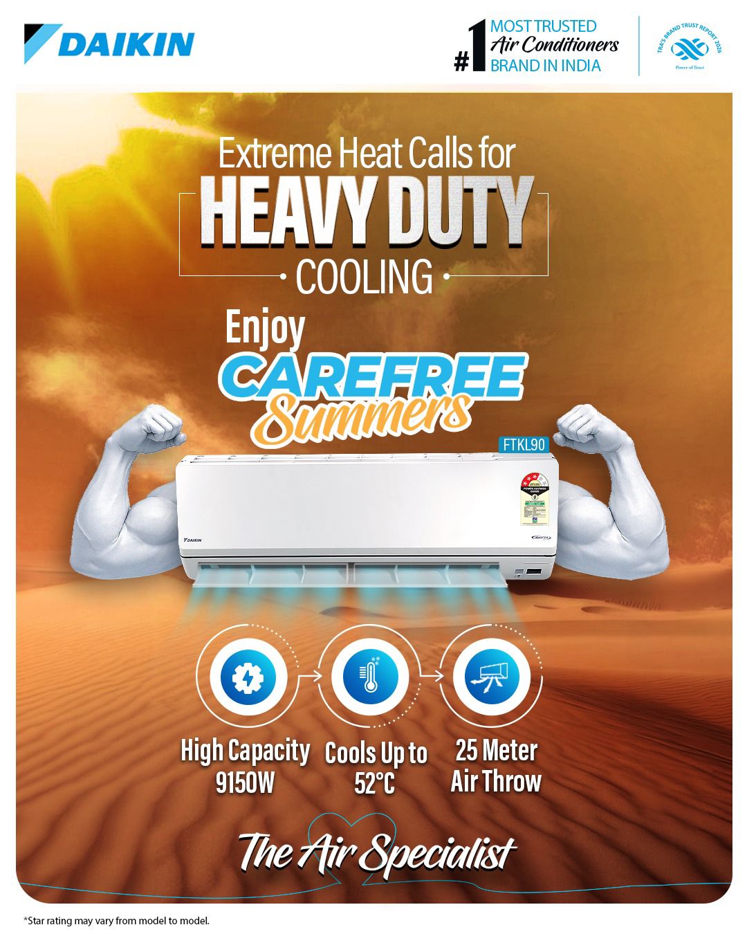 Daikin India Facebook ad: Built for extreme heat, choose Daikin's Heavy Duty…
