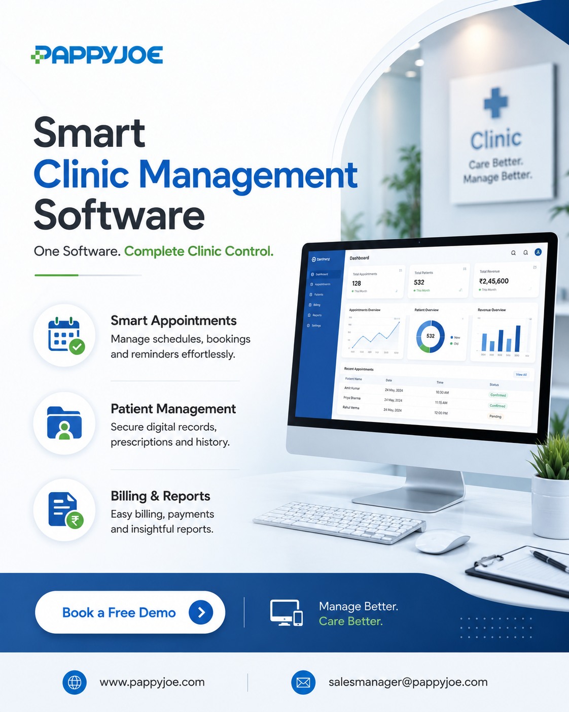 PappyJoe Facebook ad: Smart Clinic Management Software