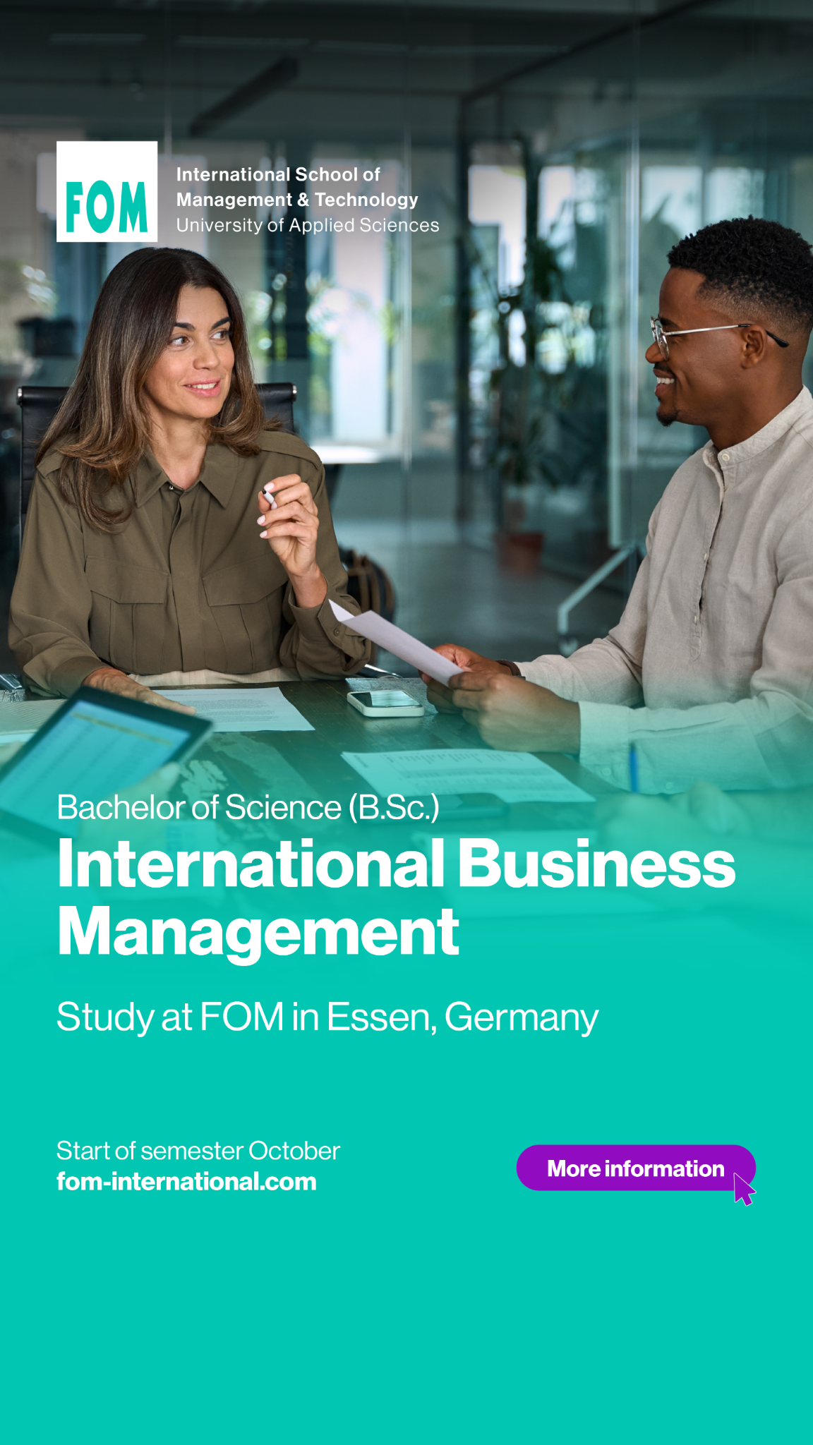 FOM University Facebook ad