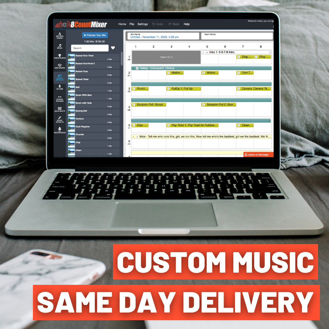 CheerSounds Music Facebook ad: Make a Custom Cheer Mix and Download It Today!