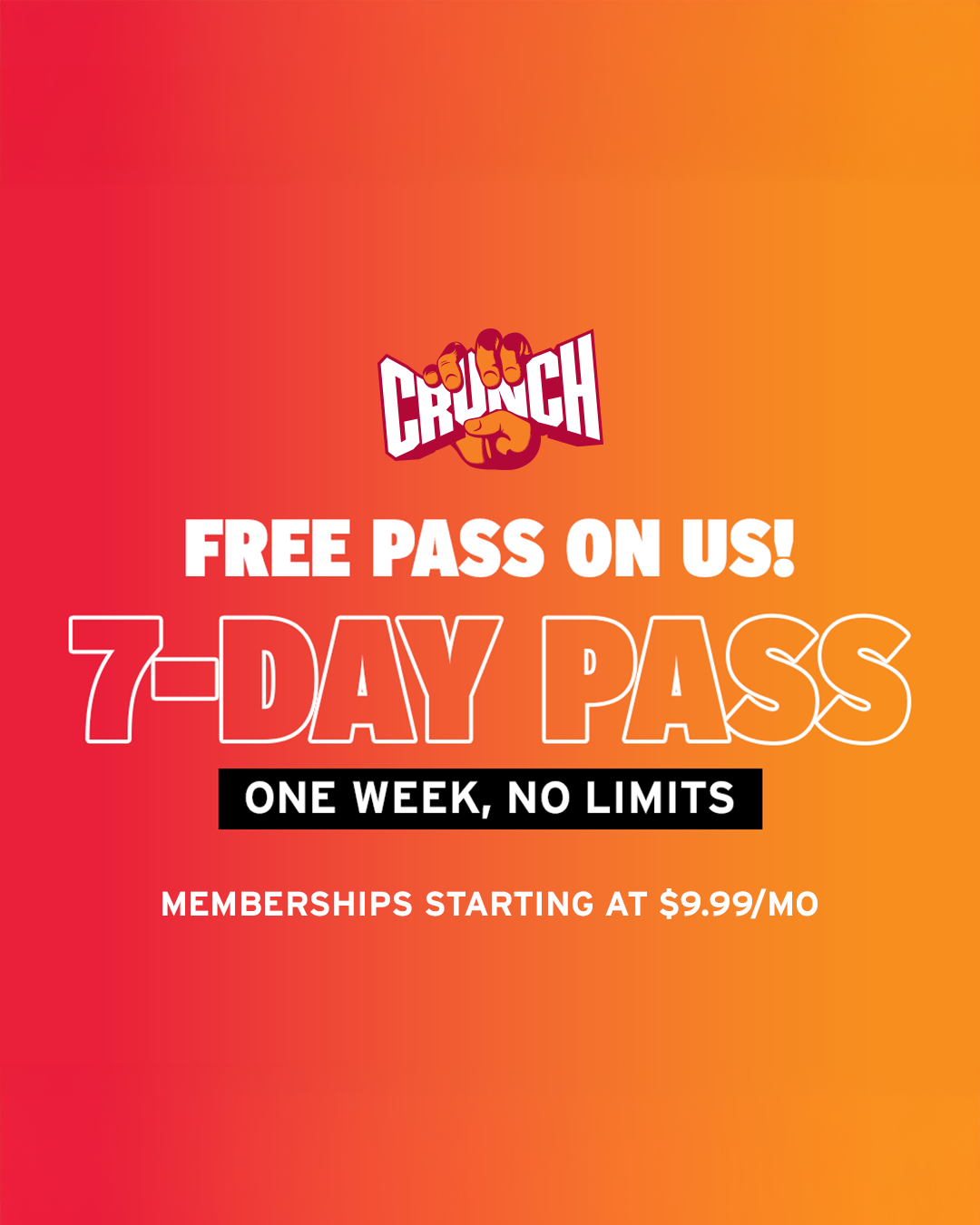 Crunch Fitness Facebook ad: Grab Your FREE 7 Day Pass