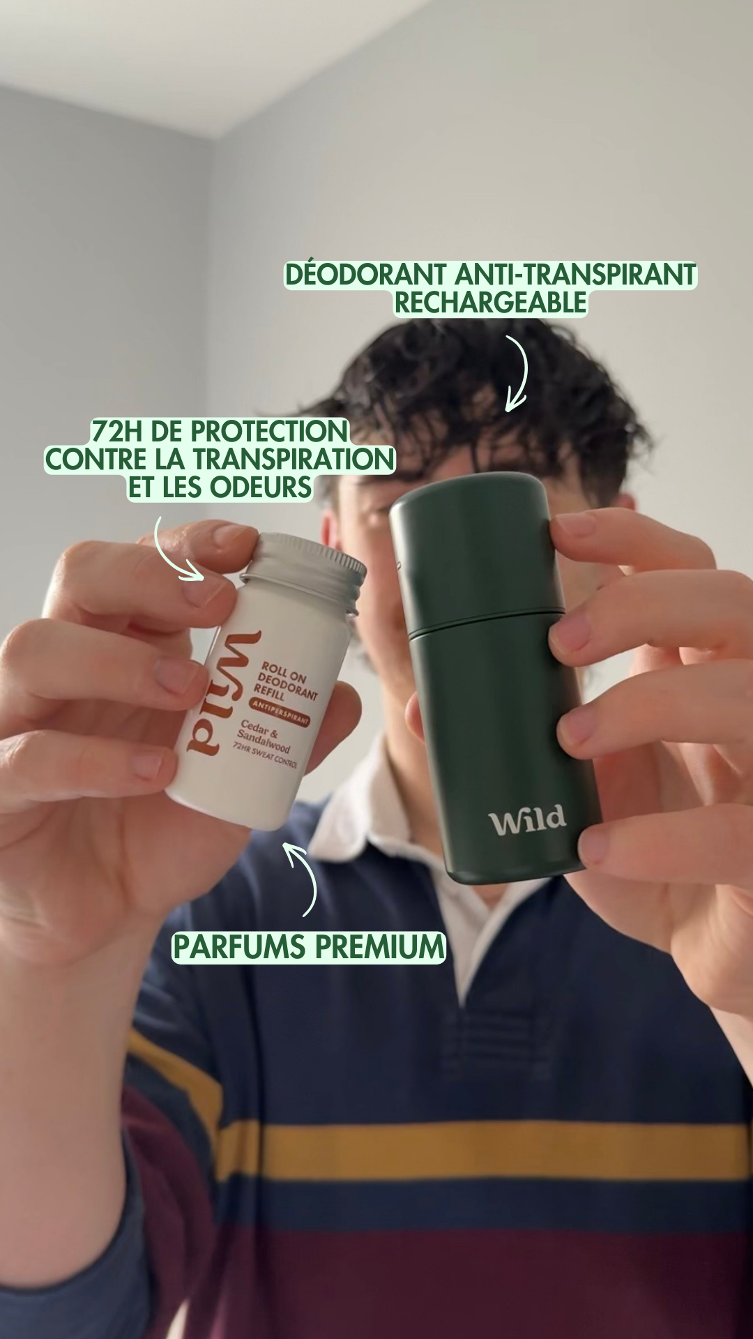 Wild Facebook ad: Fraîcheur toute la journée et protection jusqu’à 72 h.
