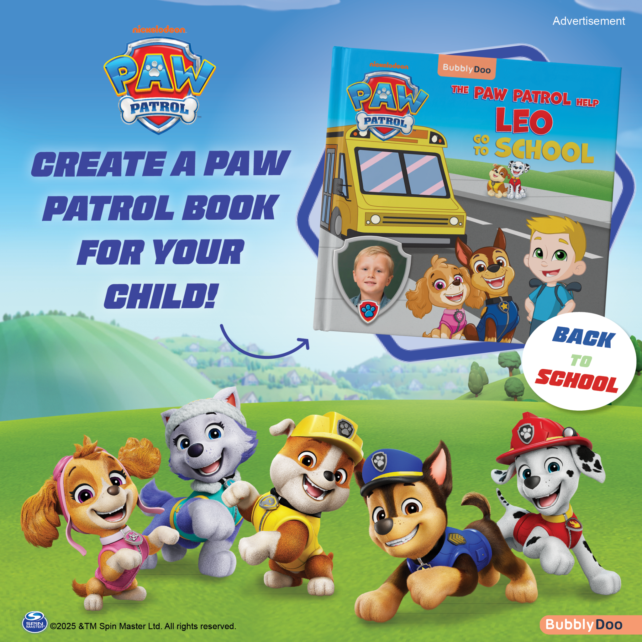 BubblyDoo Books Facebook ad: Do you have a PAW Patrol fan at home?