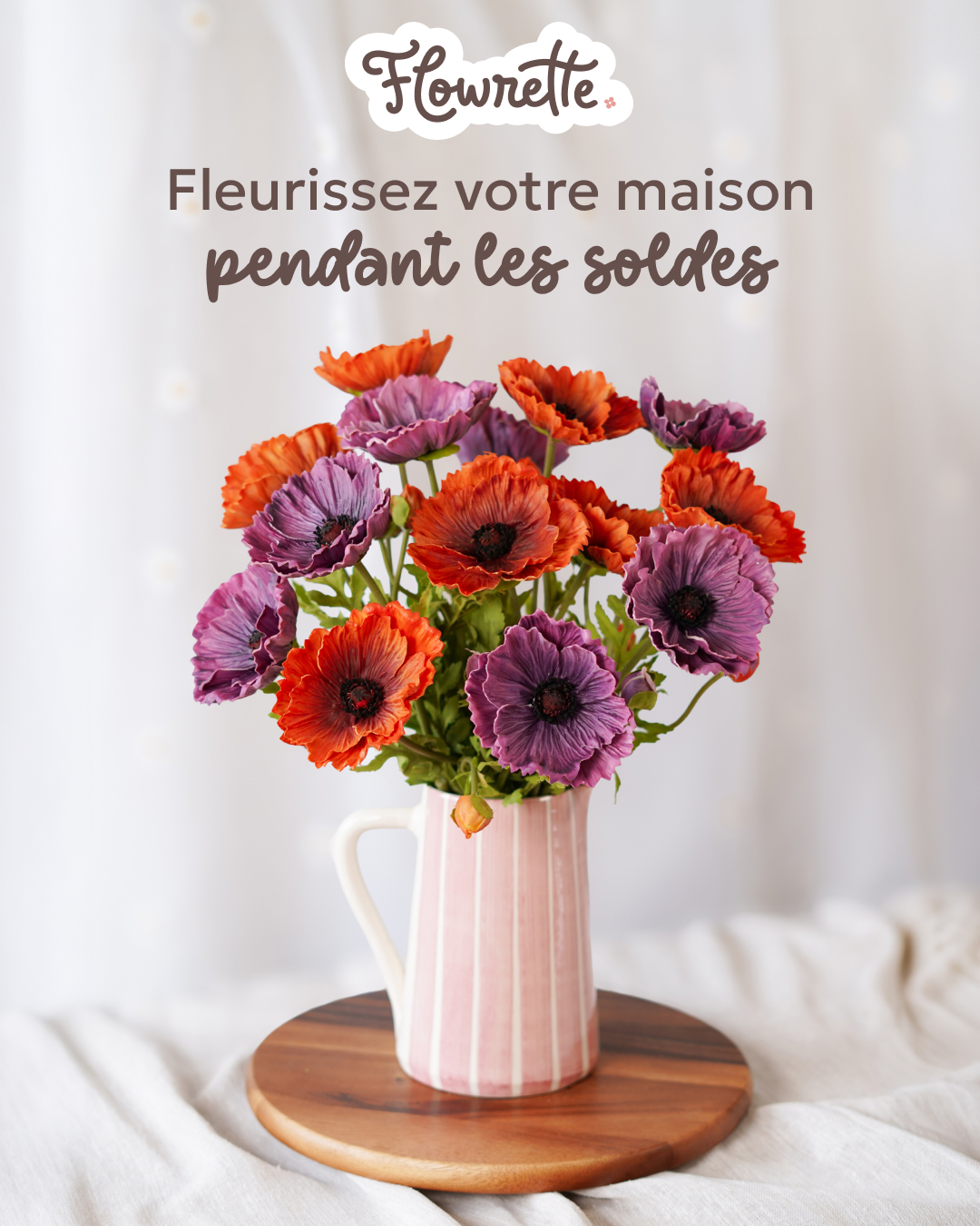 Flowrette.com Facebook ad: Jusqu'à -30% sur tout l'univers Flowrette!