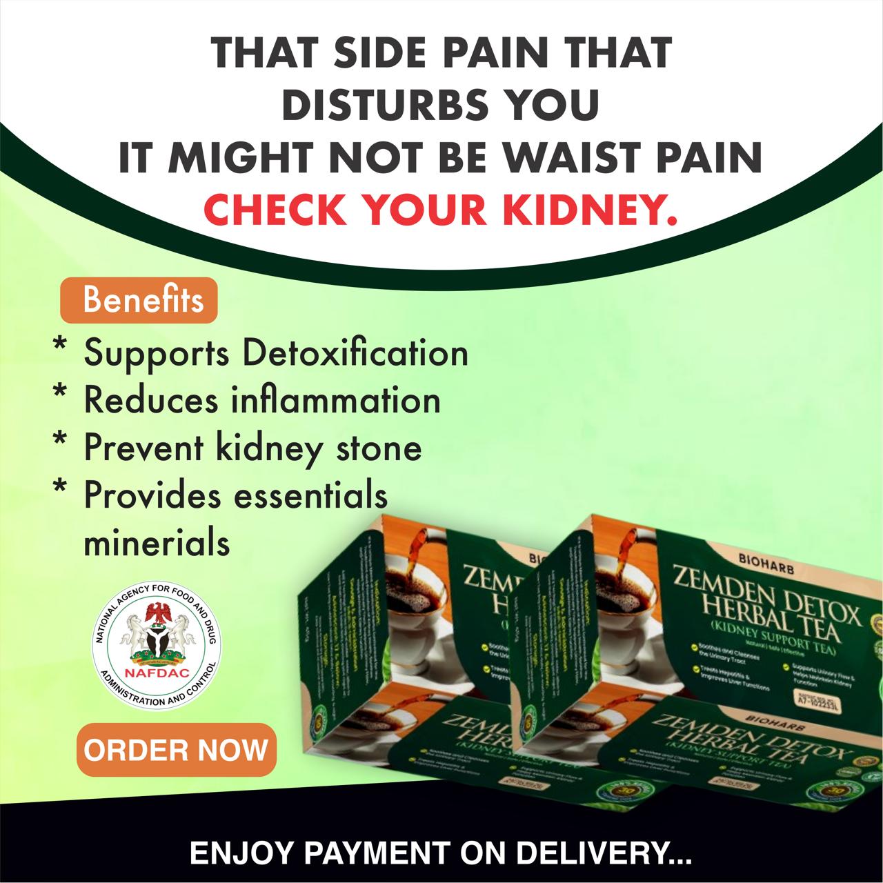 Herbal Kidney Tea Facebook ad: FREE DELIVERY AND PAYMENT ON DELIVERY