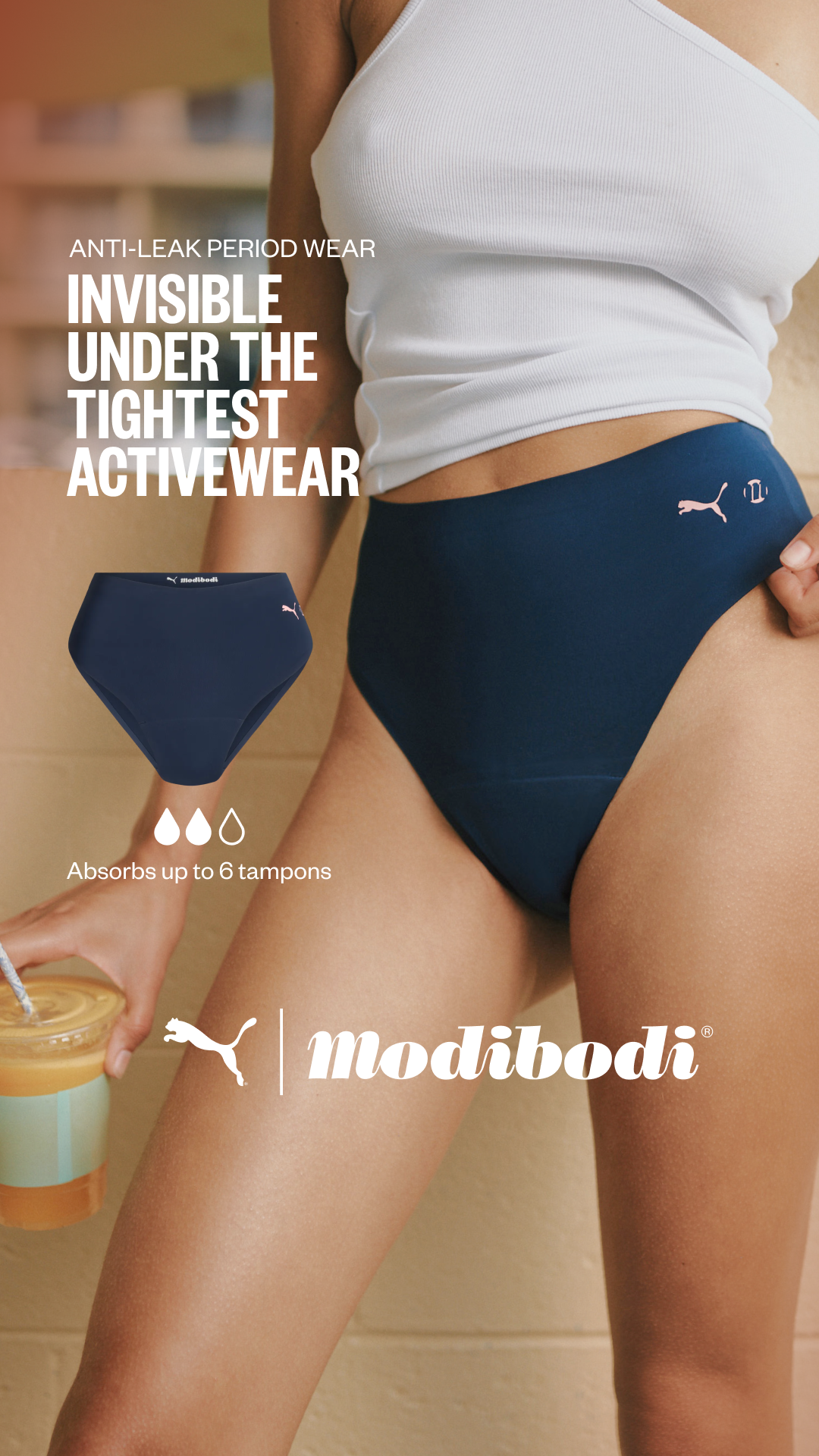 Modibodi Facebook ad: SHOP RESTOCKED PUMA X MODIBODI BESTSELLERS