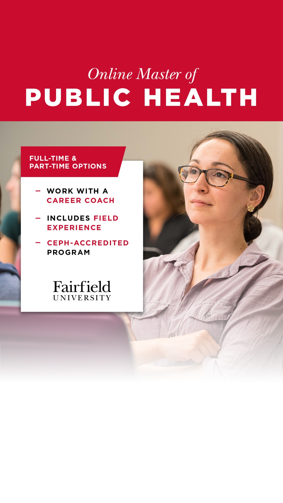The Marion Peckham Egan School of Nursing & Health Studies Facebook ad