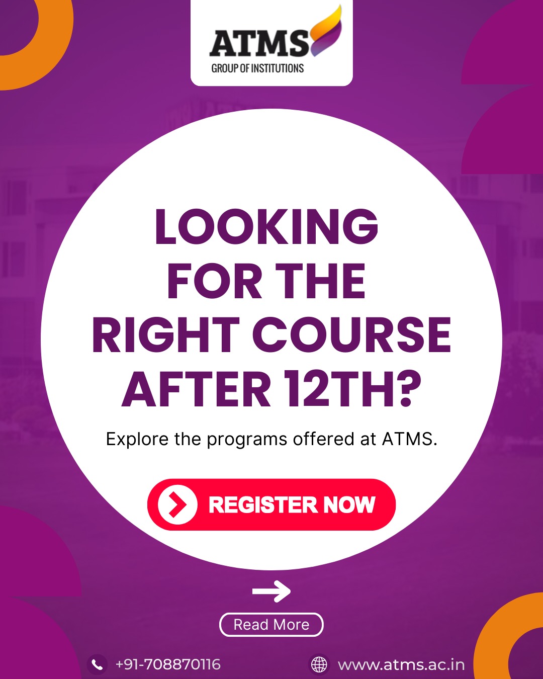 ATMS College Facebook ad: Confused about what to do after 12th?
