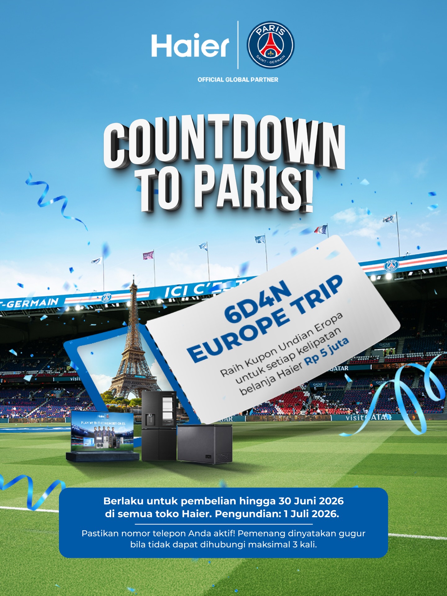 Haier Facebook ad: Dapatkan 1 Kupon Undian VIP Trip ke Eropa…
