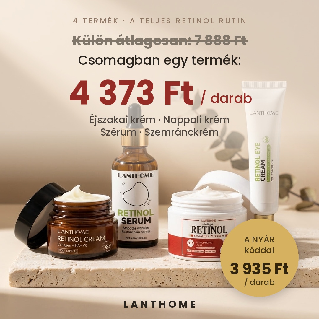 Lanthome Magyarország Facebook ad: Négy retinolos termék. Darabja 4 373 Ft.