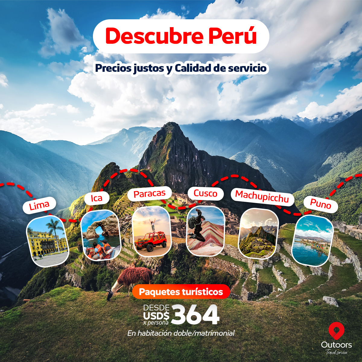 Outoors Facebook ad: Explora Perú en tours inolvidables