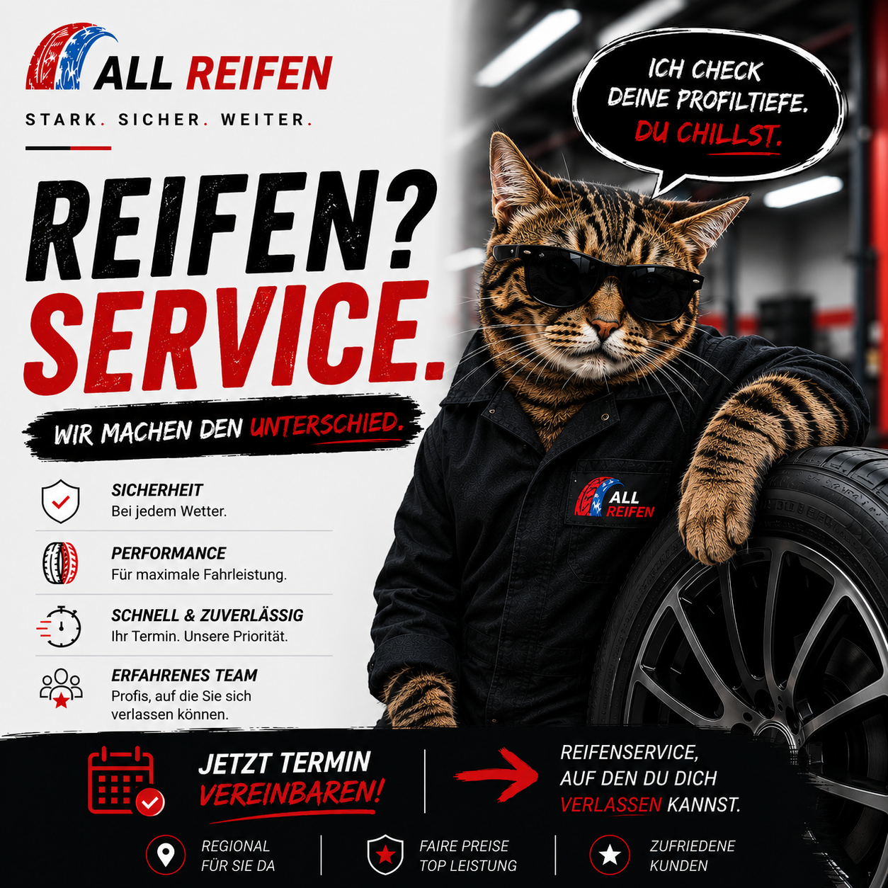 ALLREIFEN.de Facebook ad: Jetzt Termin sichern