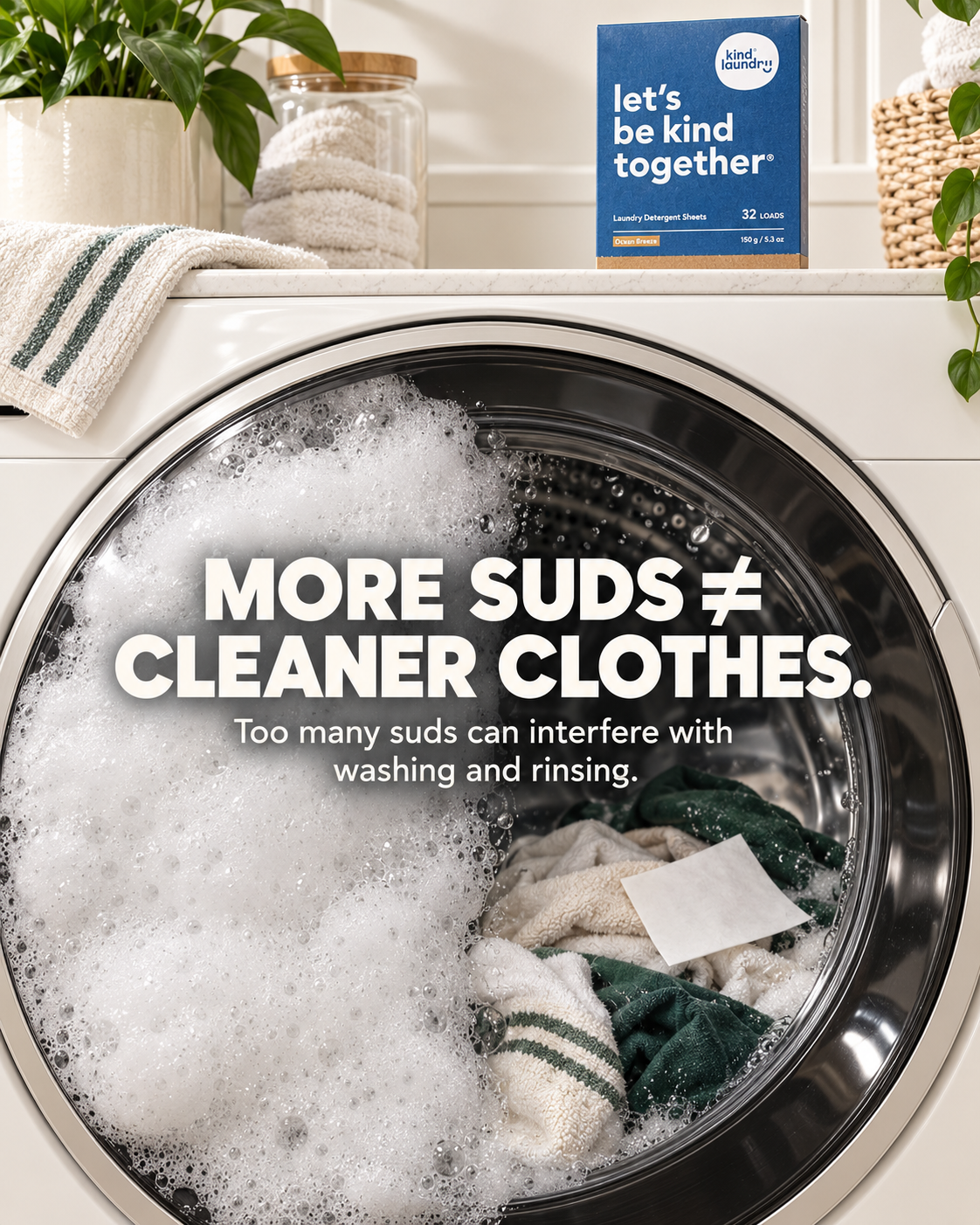 Kind Laundry Facebook ad: 7 Enzymes Do the Work. Suds Just Watch.