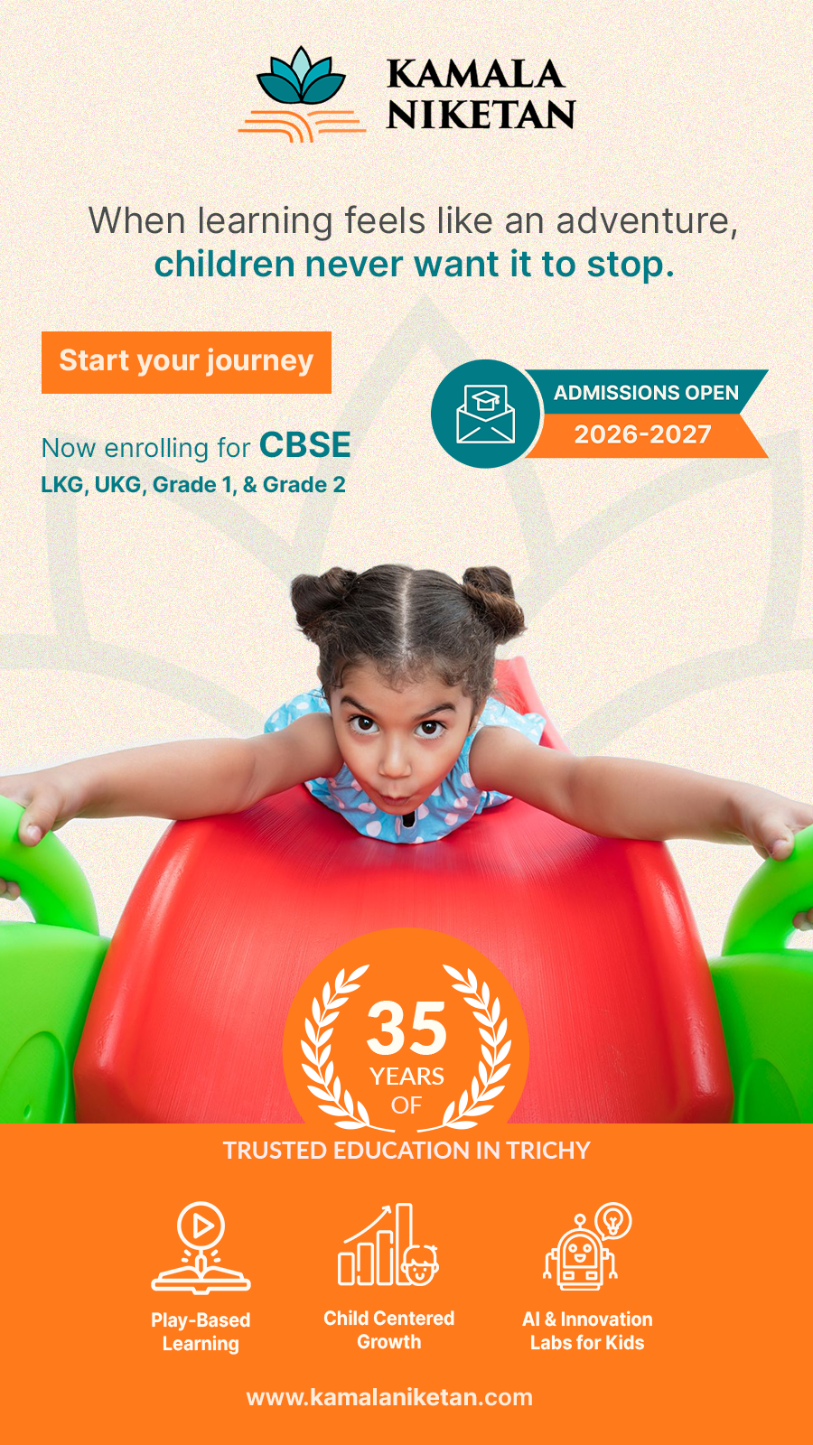 Kamala Niketan Montessori School - CBSE Facebook ad: Admissions now open for 2026-27!