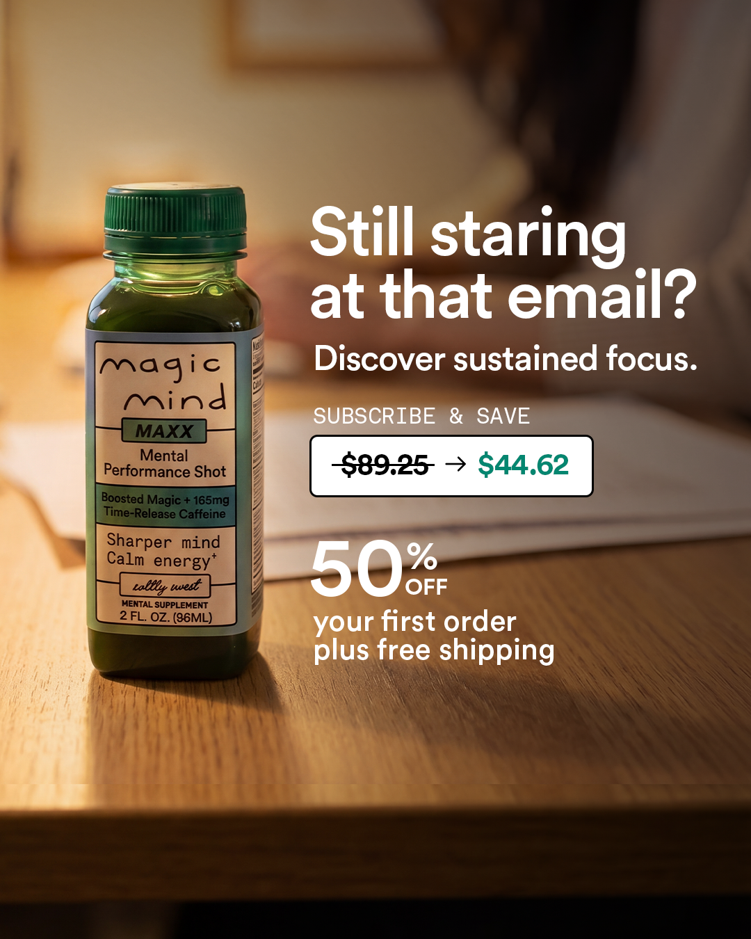 Magic Mind Facebook ad: 50% OFF + FREE SHIPPING