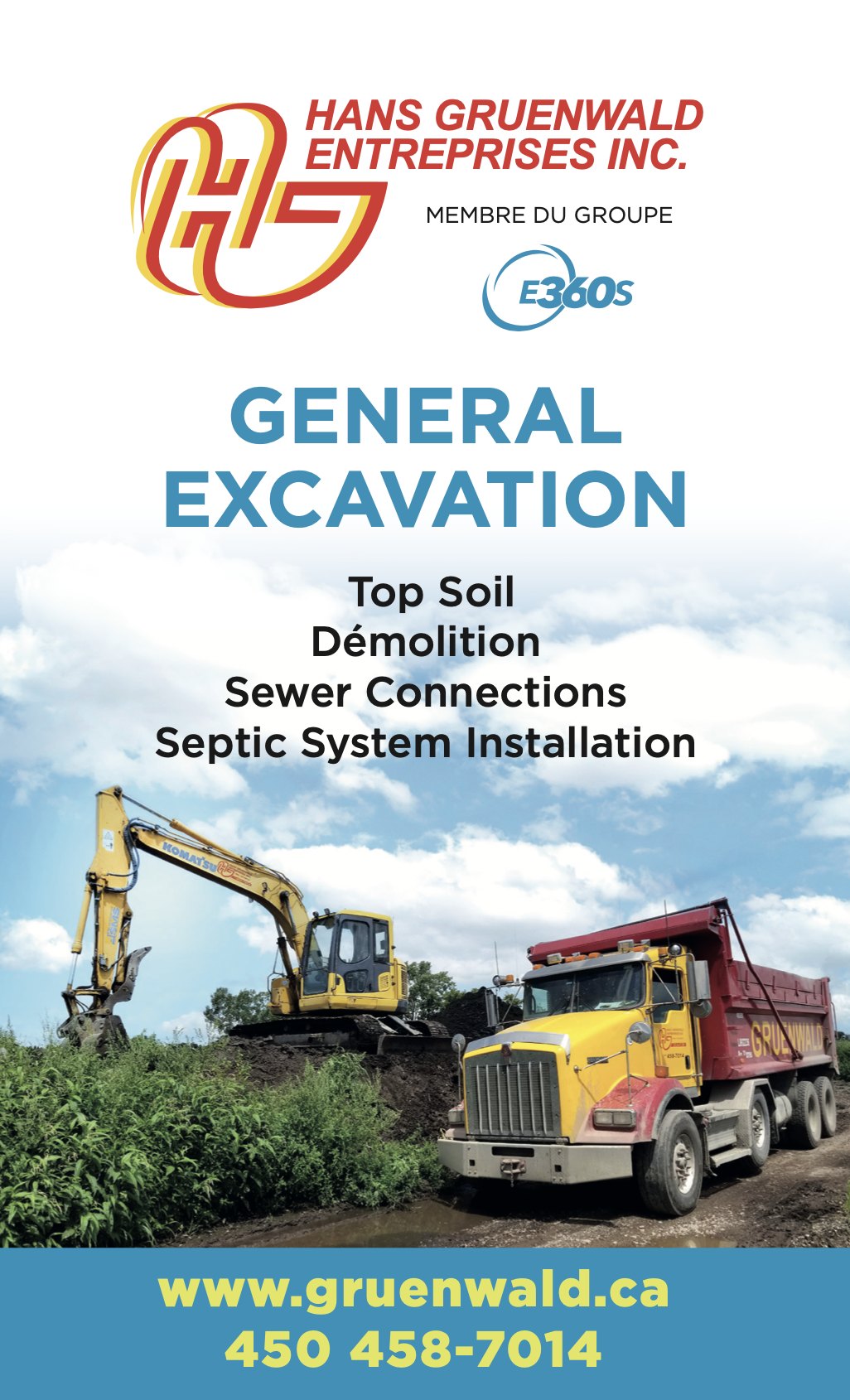 Hans Gruenwald Entreprise Inc Facebook ad: Got an excavation project coming up?