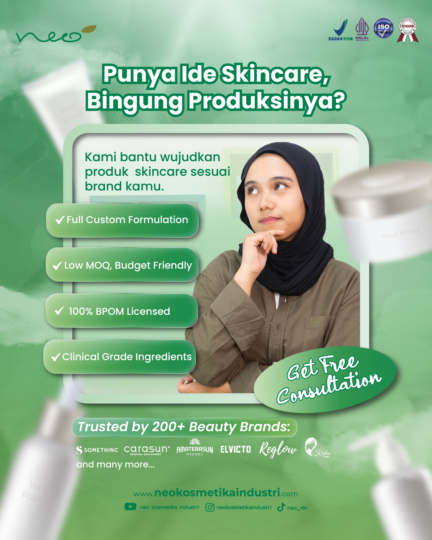 Neo Kosmetika Industri Facebook ad: Maklon Skincare Custom & BPOM