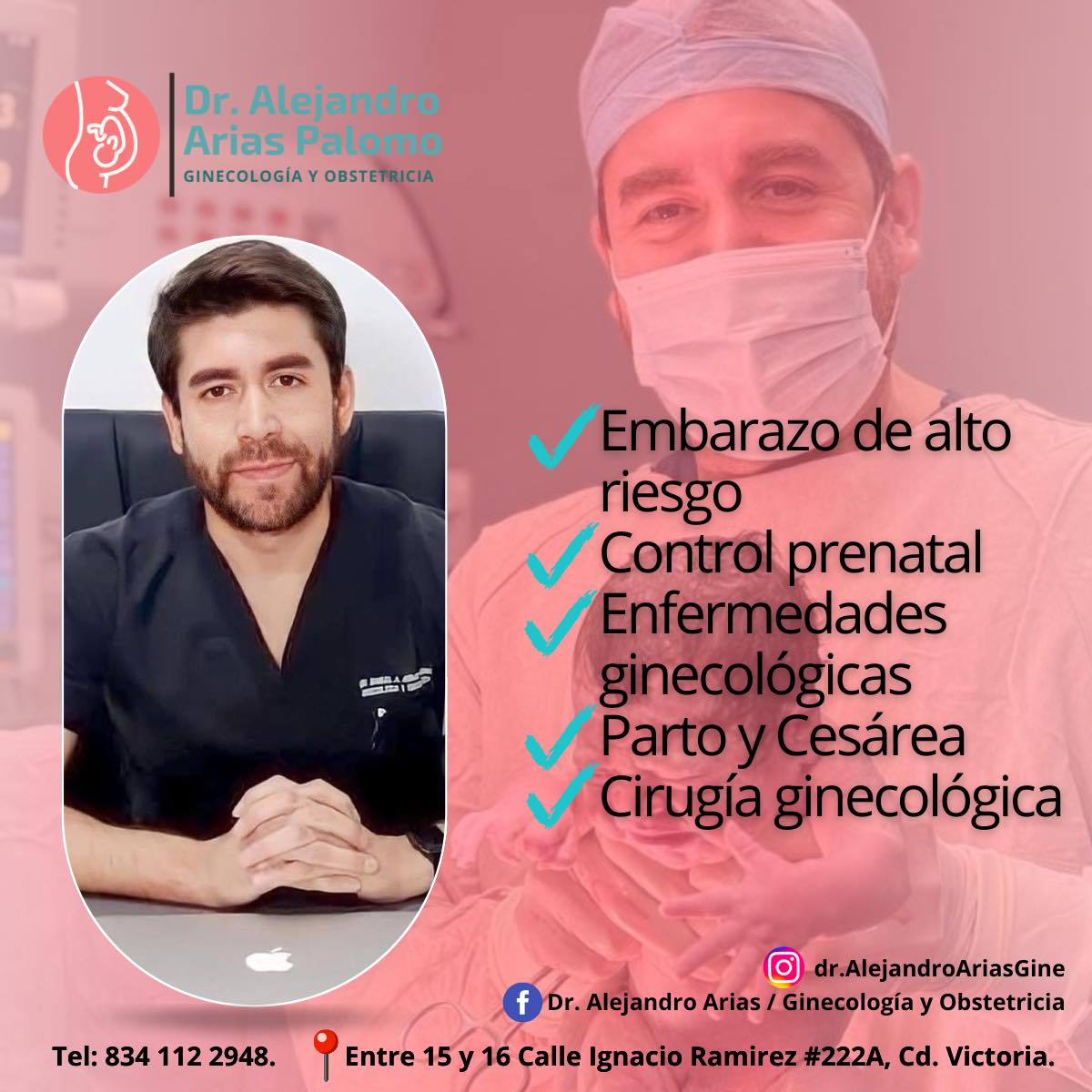 Dr. Alejandro Arias Palomo / Ginecología y Obstetricia Facebook ad: Acude a consulta ginecológica y obstétrica completa.