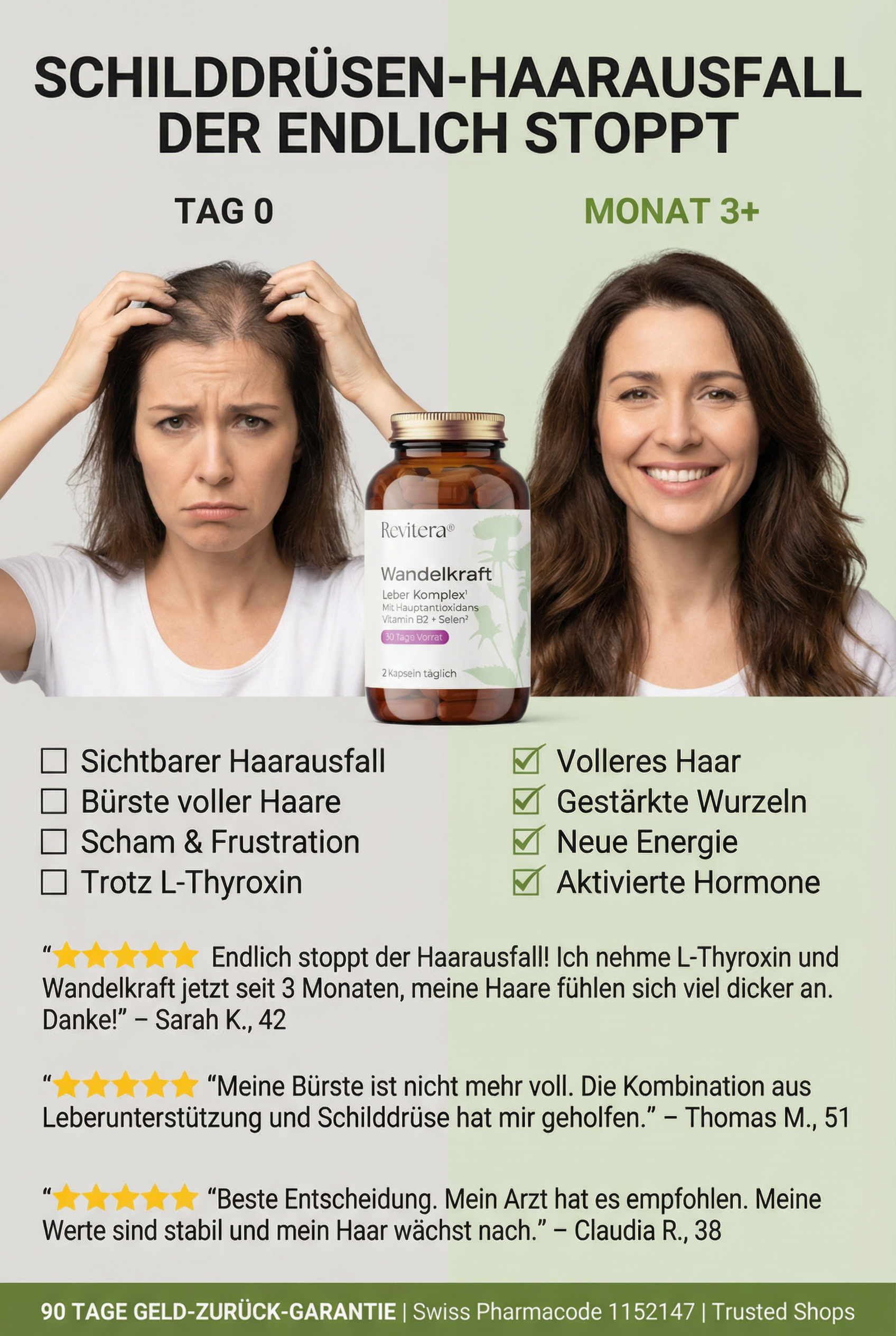 Apothekenblatt Facebook ad: Euthyrox löst das Haarproblem nicht.
