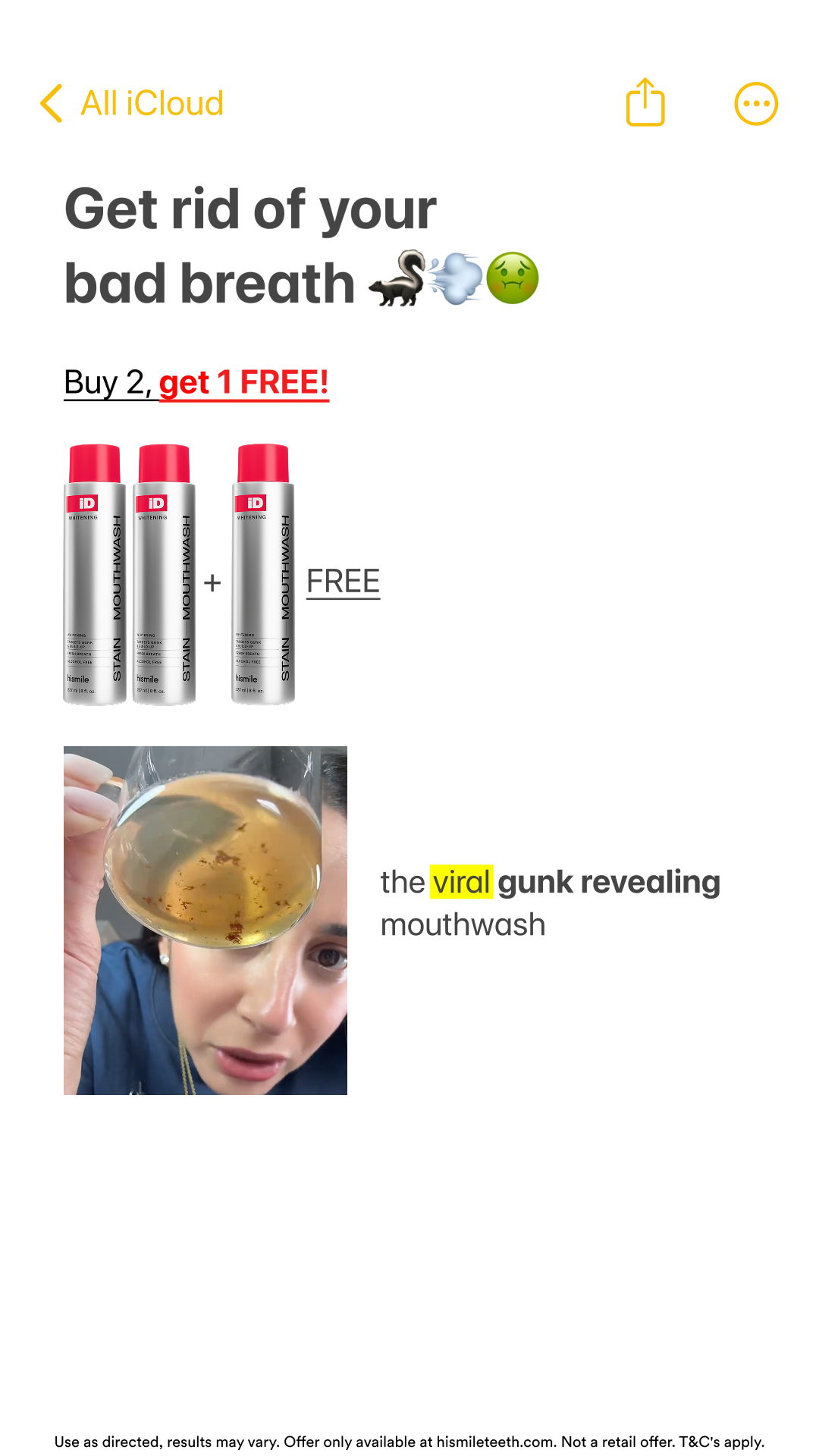 Hismile Facebook ad