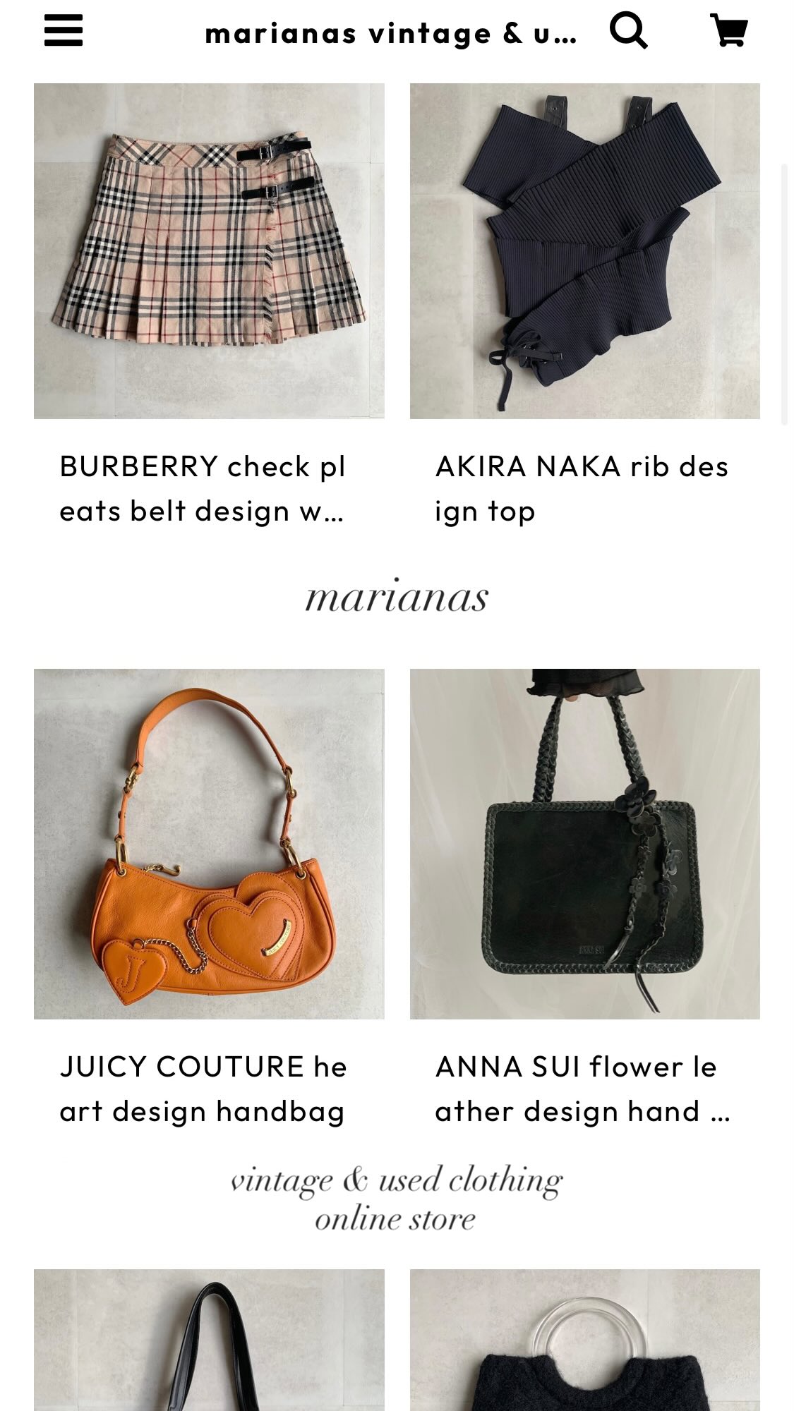 Marianas Facebook ad: marianas vintage & used clothing