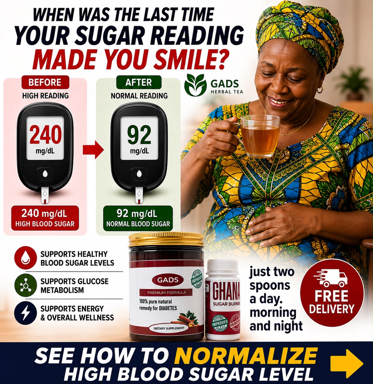 Unique Health Care Facebook ad: SAY NO TO HIGH BLOOD SUGAR