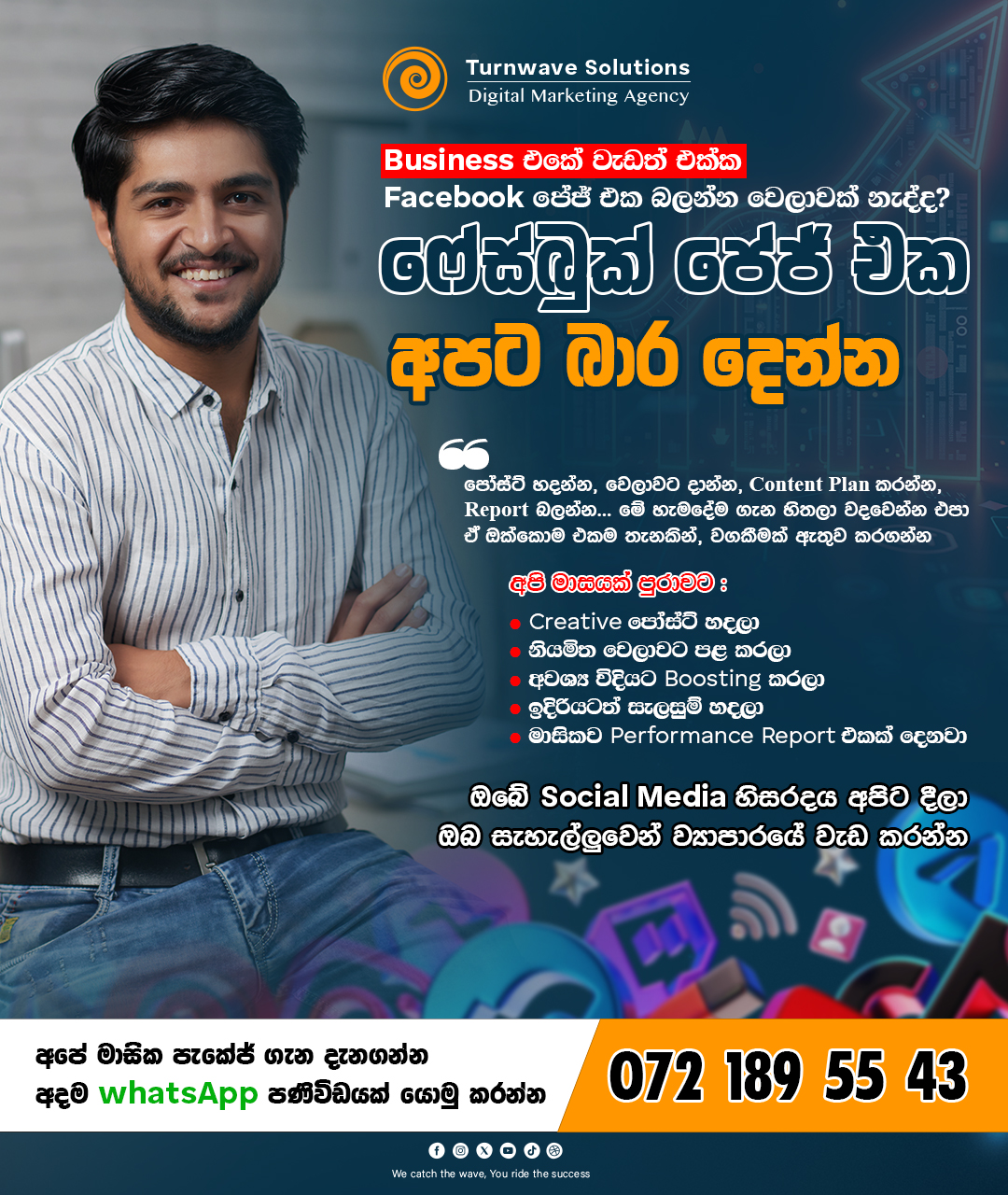 Turnwave Solutions Facebook ad: Business එකේ වැඩත් එක්ක Facebook පේජ් එක බලන්න…