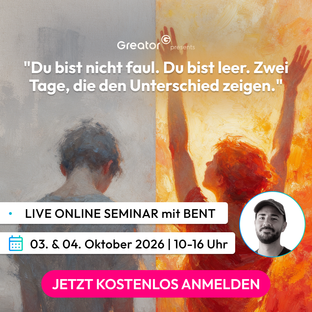 Greator Facebook ad: Live Online Seminar am 3. & 4. Oktober