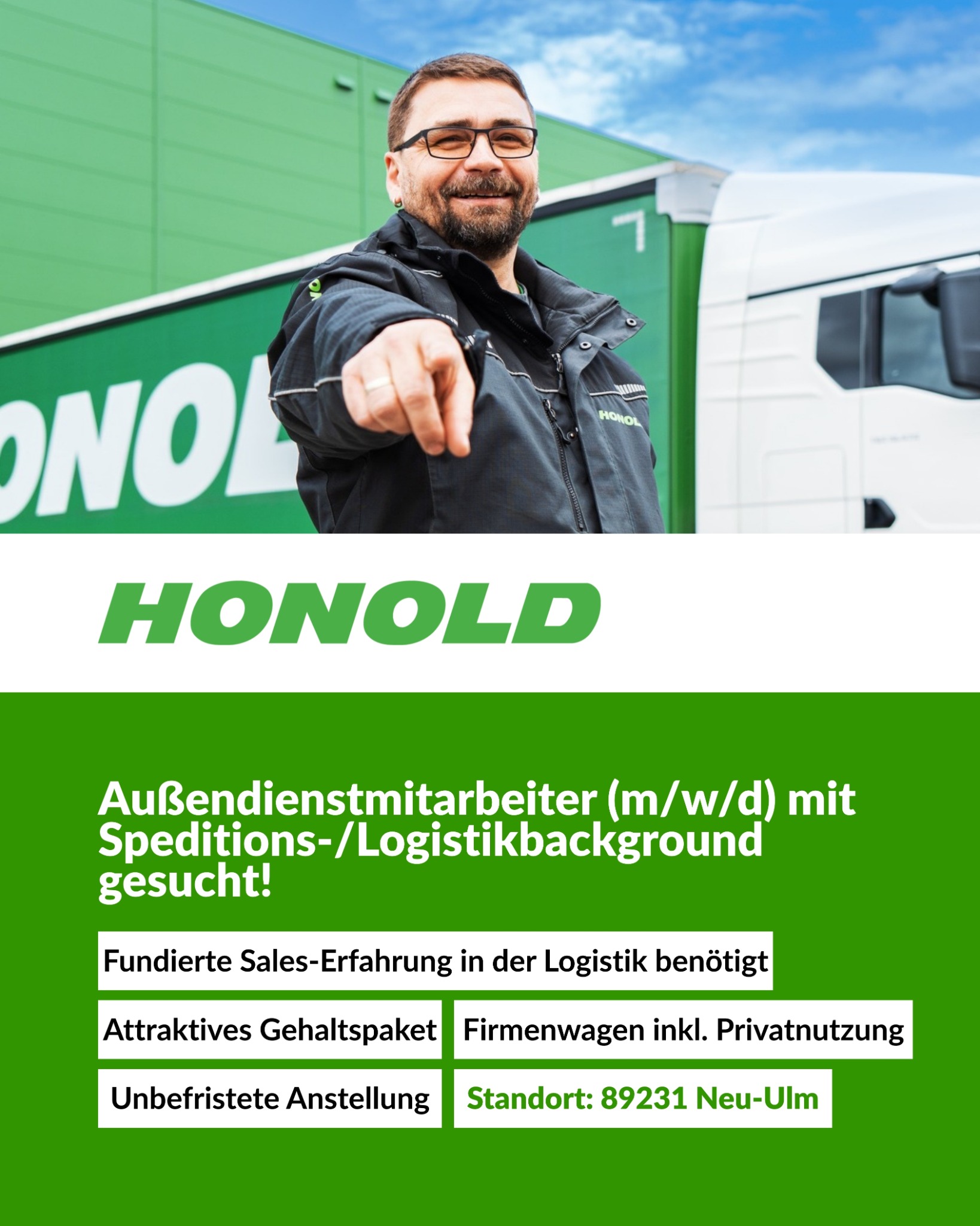 Honold Facebook ad: Sales-Jäger gesucht: Firmenwagen & ungedeckelte Tantiemen!