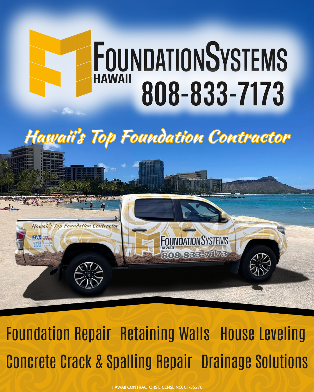 Foundation Systems Hawaii, LLC Facebook ad: Hawai‘i’s Trusted Foundation & Concrete Repair Experts
