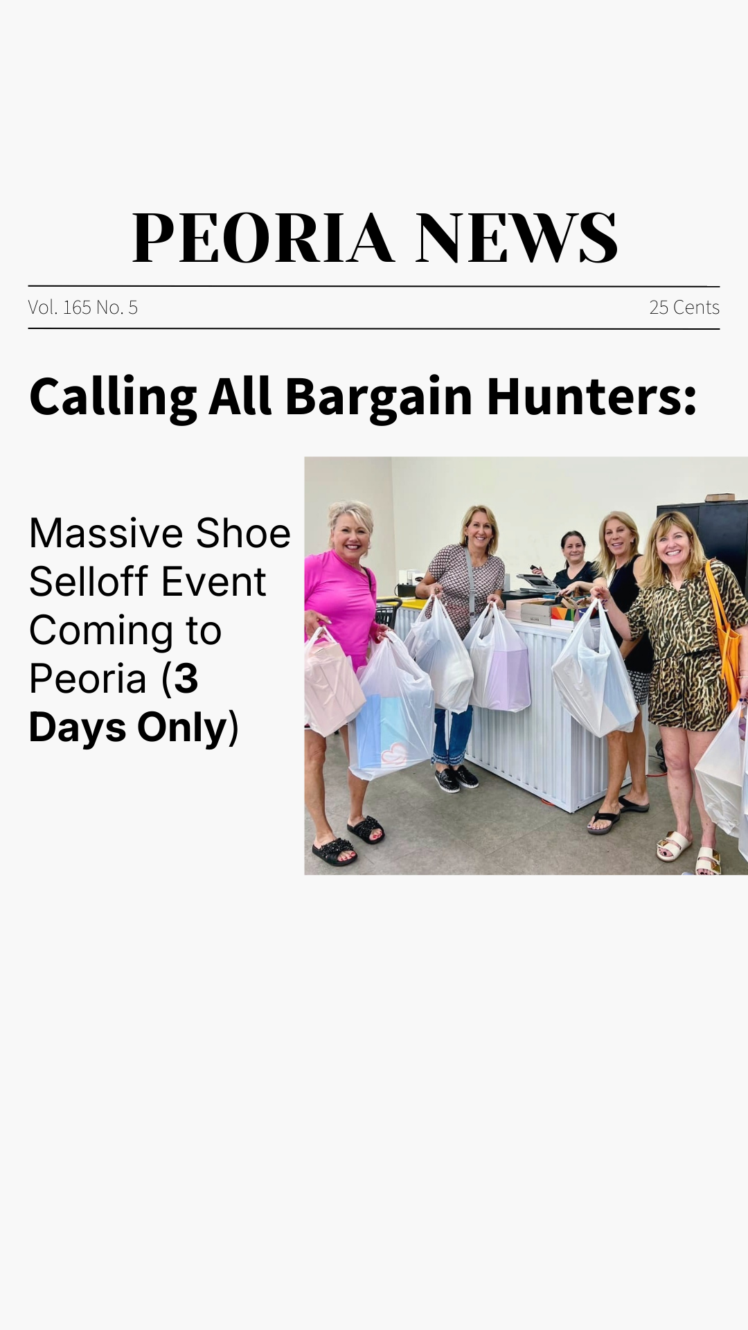 Shoe Selloff Event Facebook ad: Shoe Selloff Event | ALL Shoes $10-$30 | Peoria, AZ