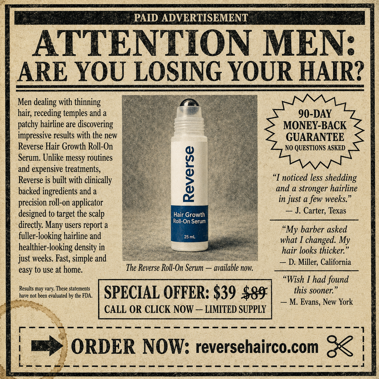 Reverse HairCo Facebook ad