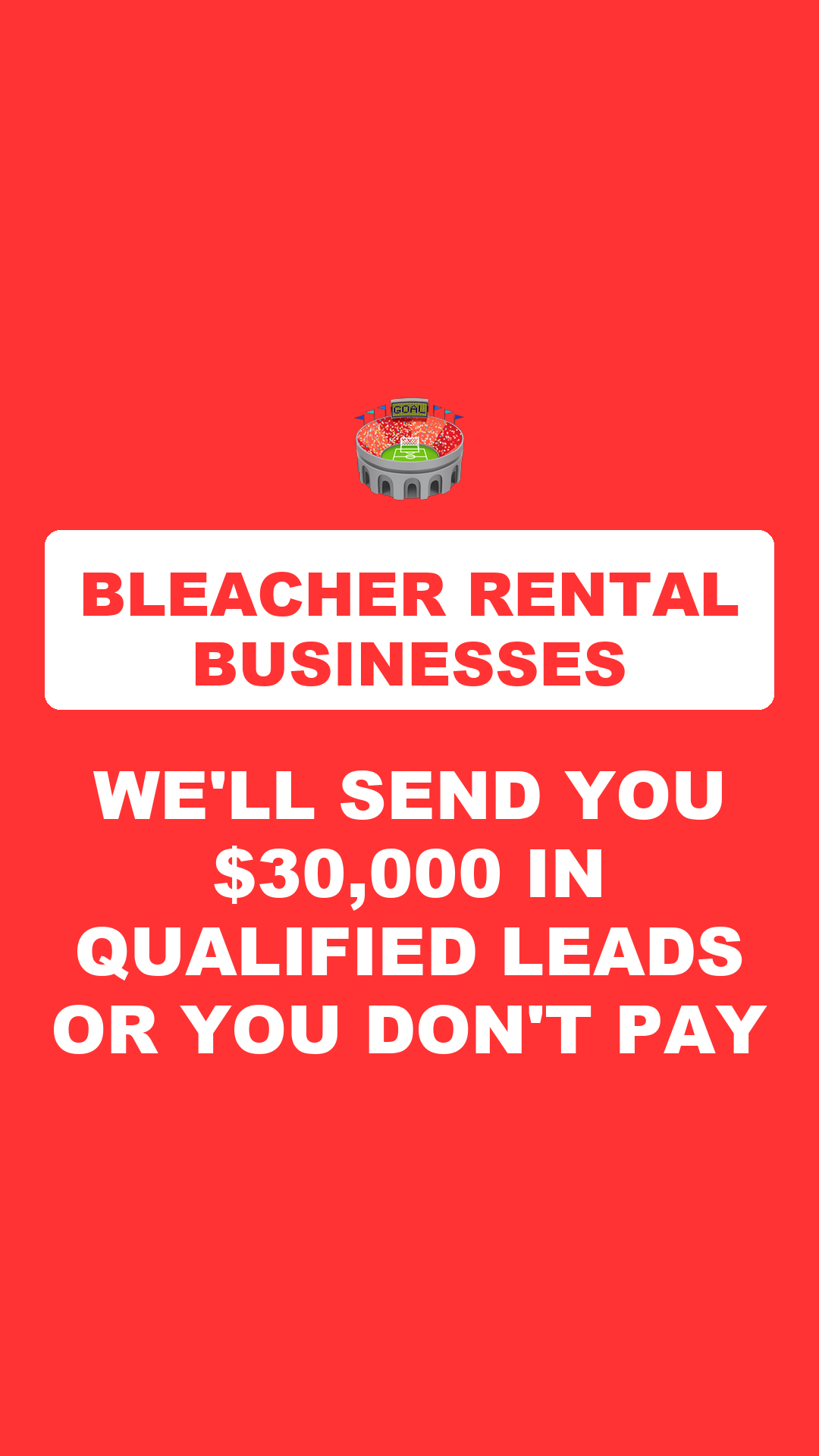 Event Business Marketing Facebook ad: Grow Your Bleacher Rental Business