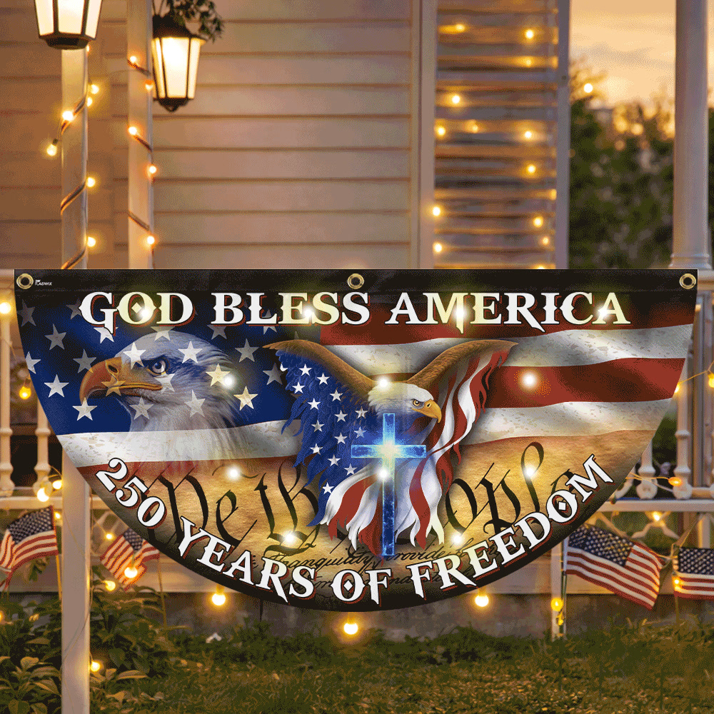 Flagwix.com Facebook ad: Patriotic Décor That Glows