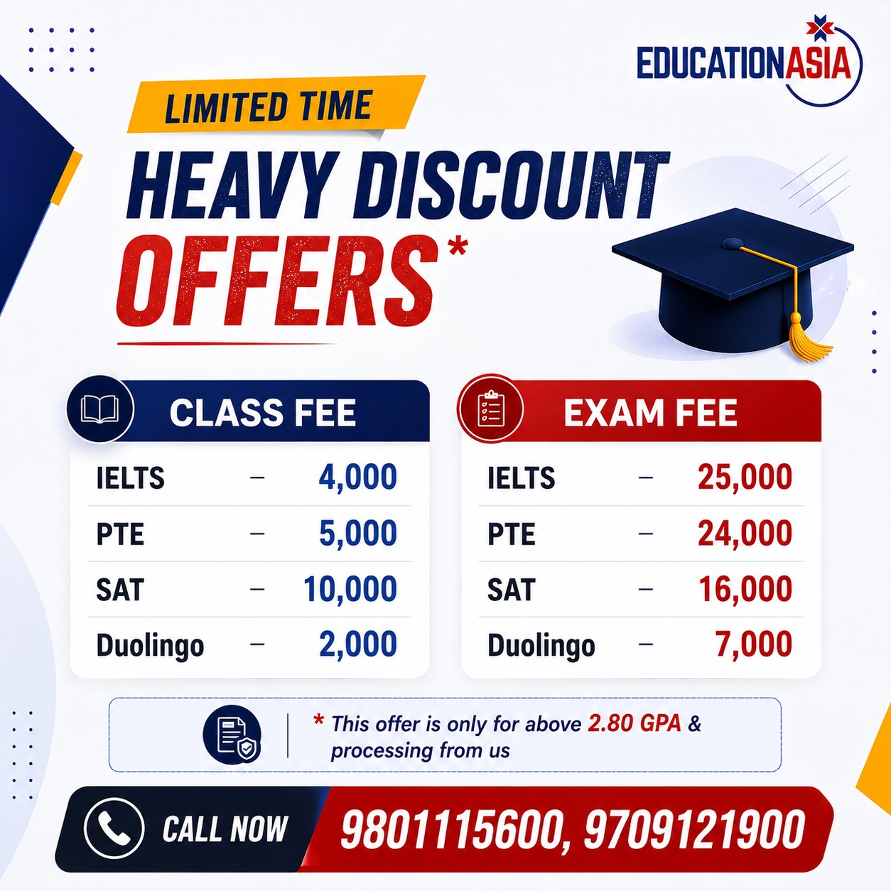Education Asia Facebook ad: Limited-Time Study Abroad Discounts