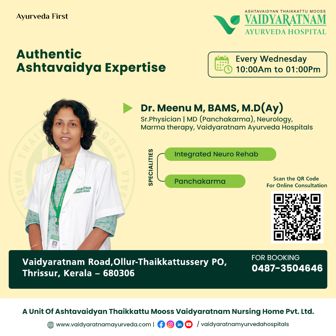 Vaidyaratnam Ayurveda Hospitals Facebook ad: Book your online consultation today!