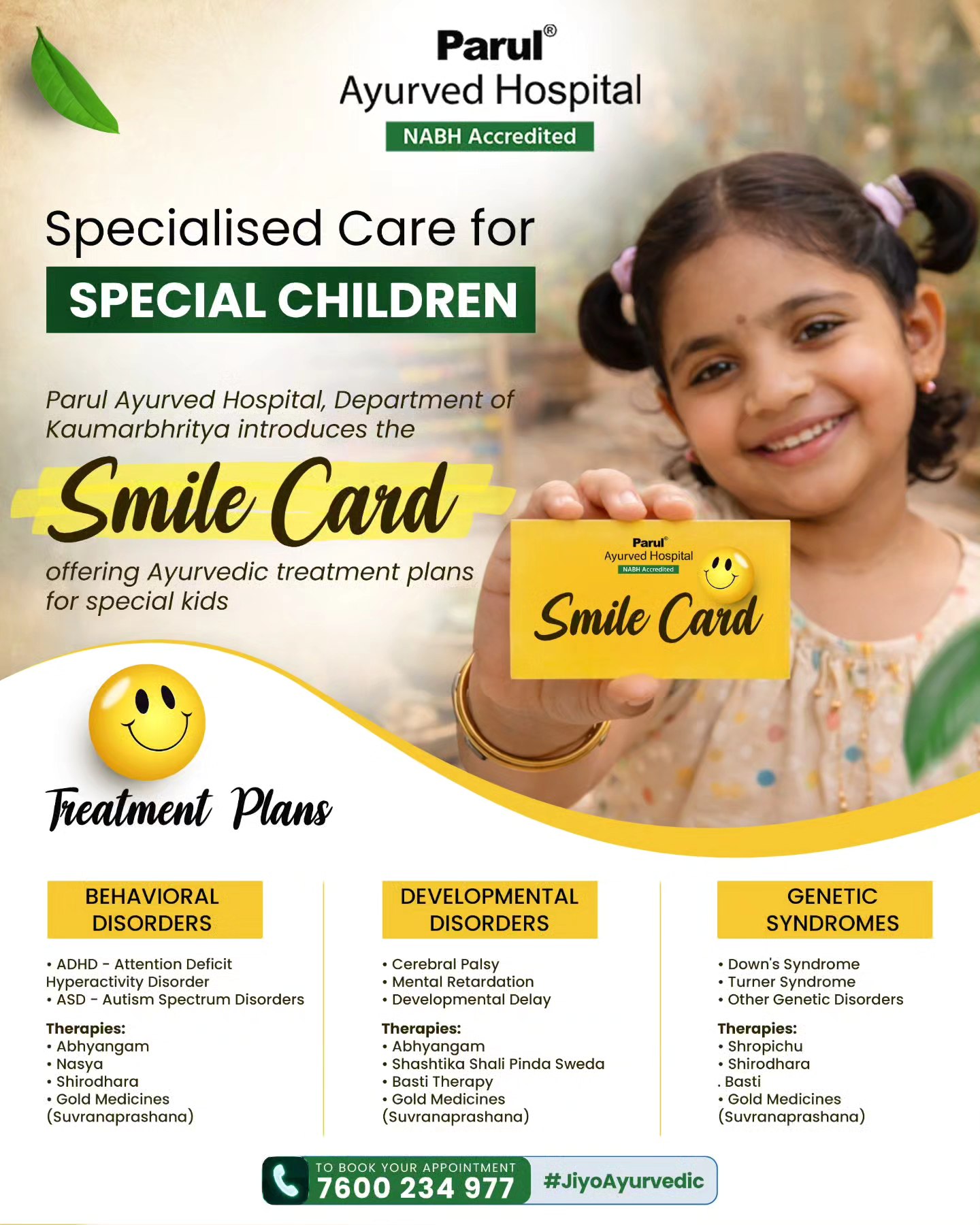 Parul Ayurved Hospital Facebook ad: Every special child deserves care that understands their…