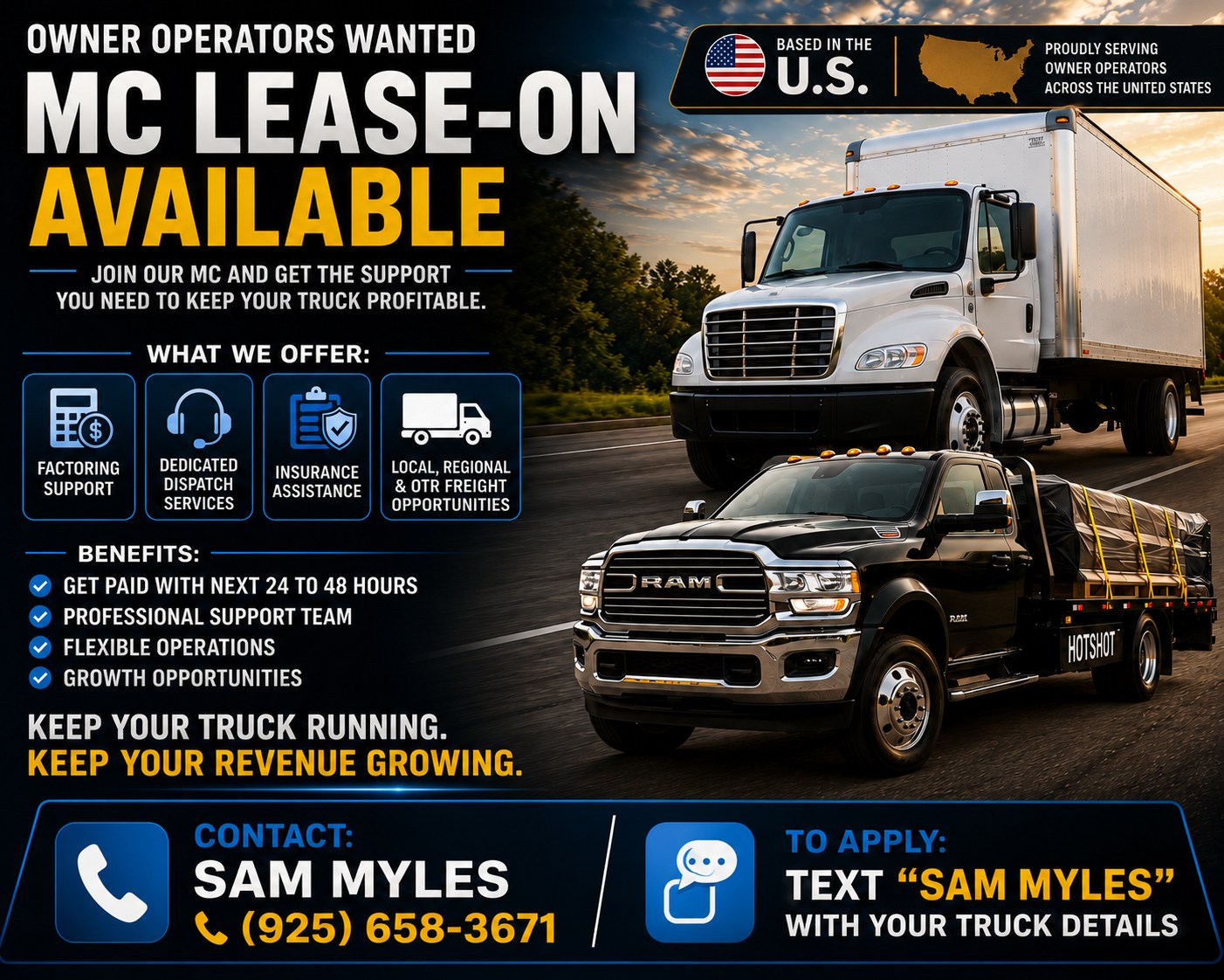 Echo Dispatch LLC Facebook ad: OWNER OPERATORS WANTED, MC LEASE ON AVAILABLE!