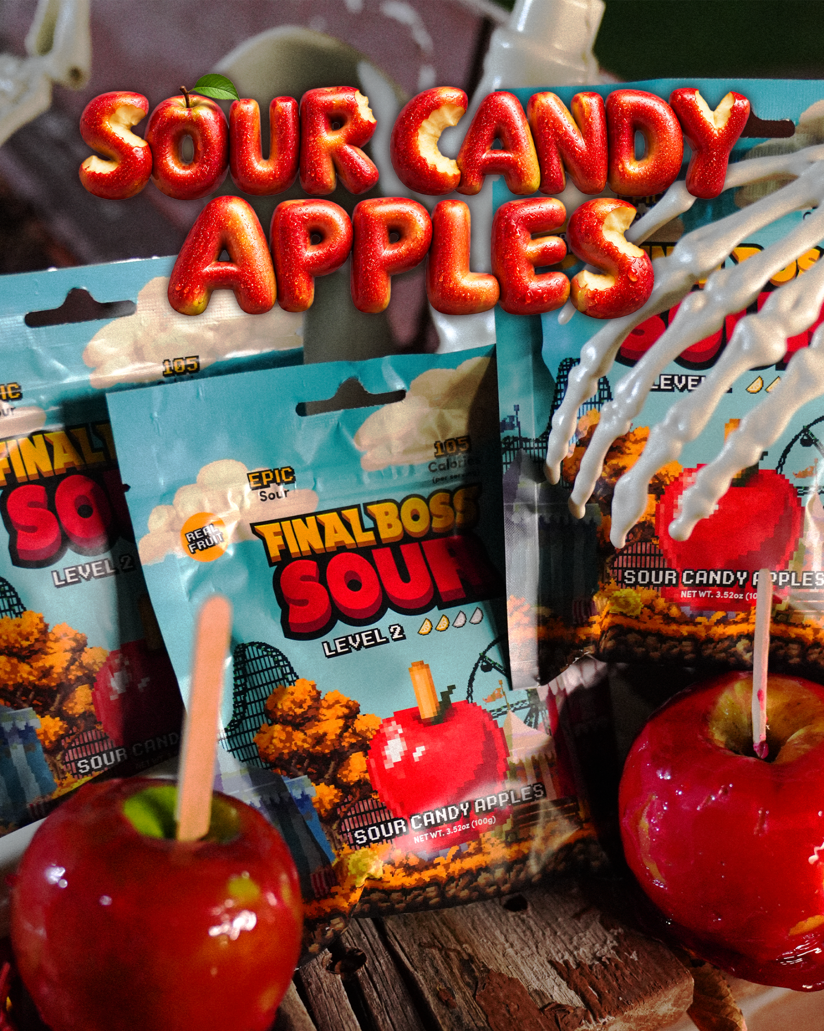 FINAL BOSS SOUR Facebook ad: Sour Candy Apples are here