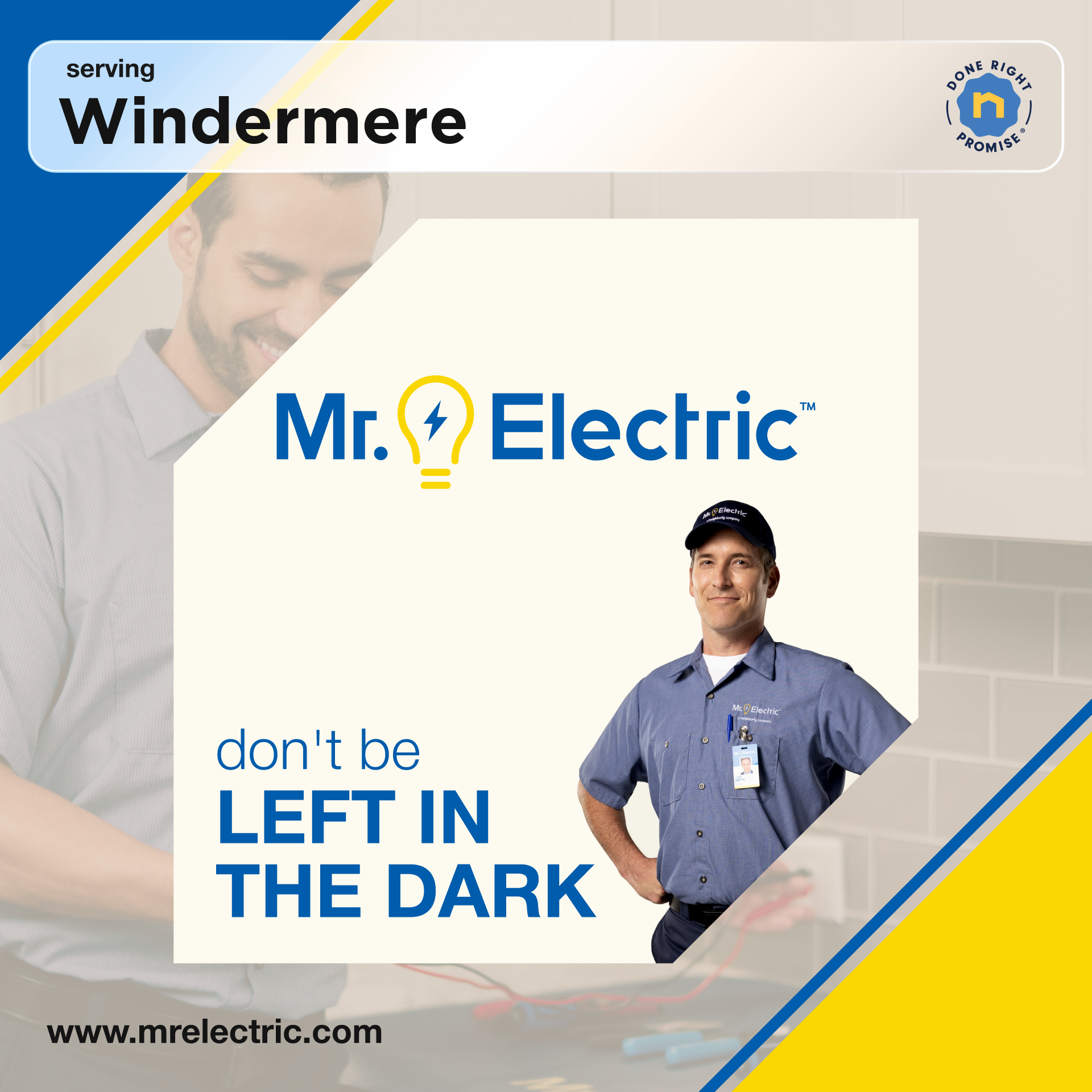Mr. Electric of Winter Garden Facebook ad: Mr. Electric Does It Right