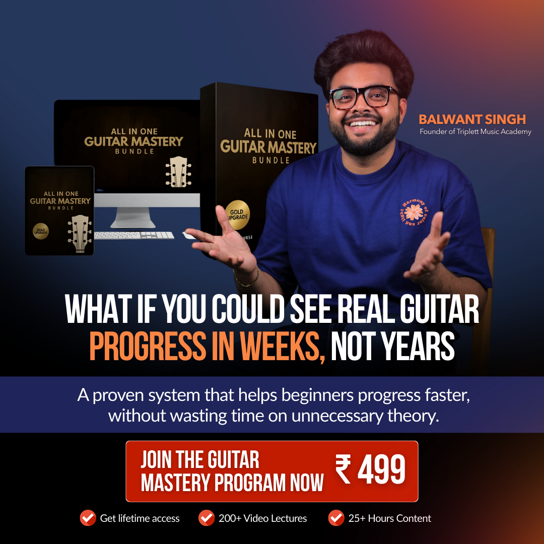 Triplet Guitar Lessons Facebook ad: Start your Guitar Playing Journey Today
