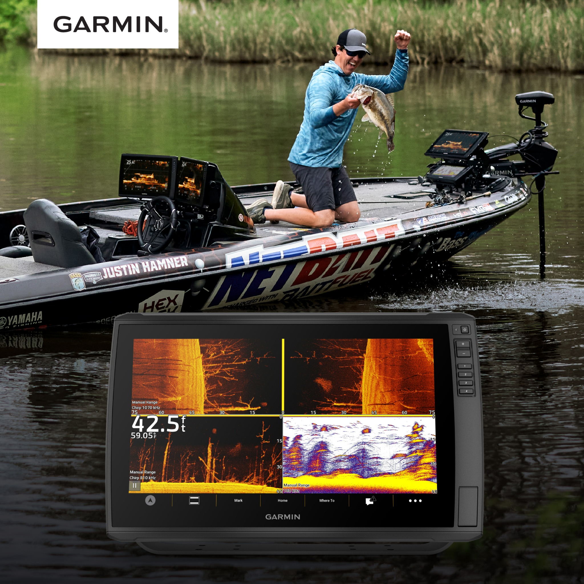 Garmin Fish & Hunt Facebook ad: 16 ECHOMAP Ultra 2