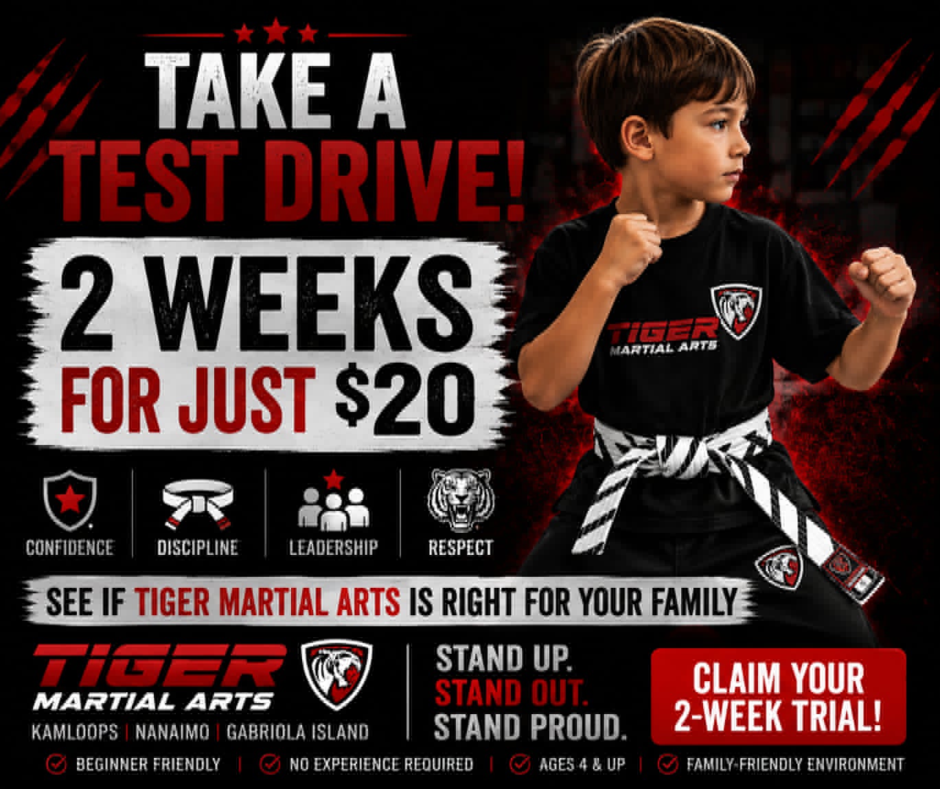 Tiger Martial Arts - Nanaimo Facebook ad: 2 Weeks for $20