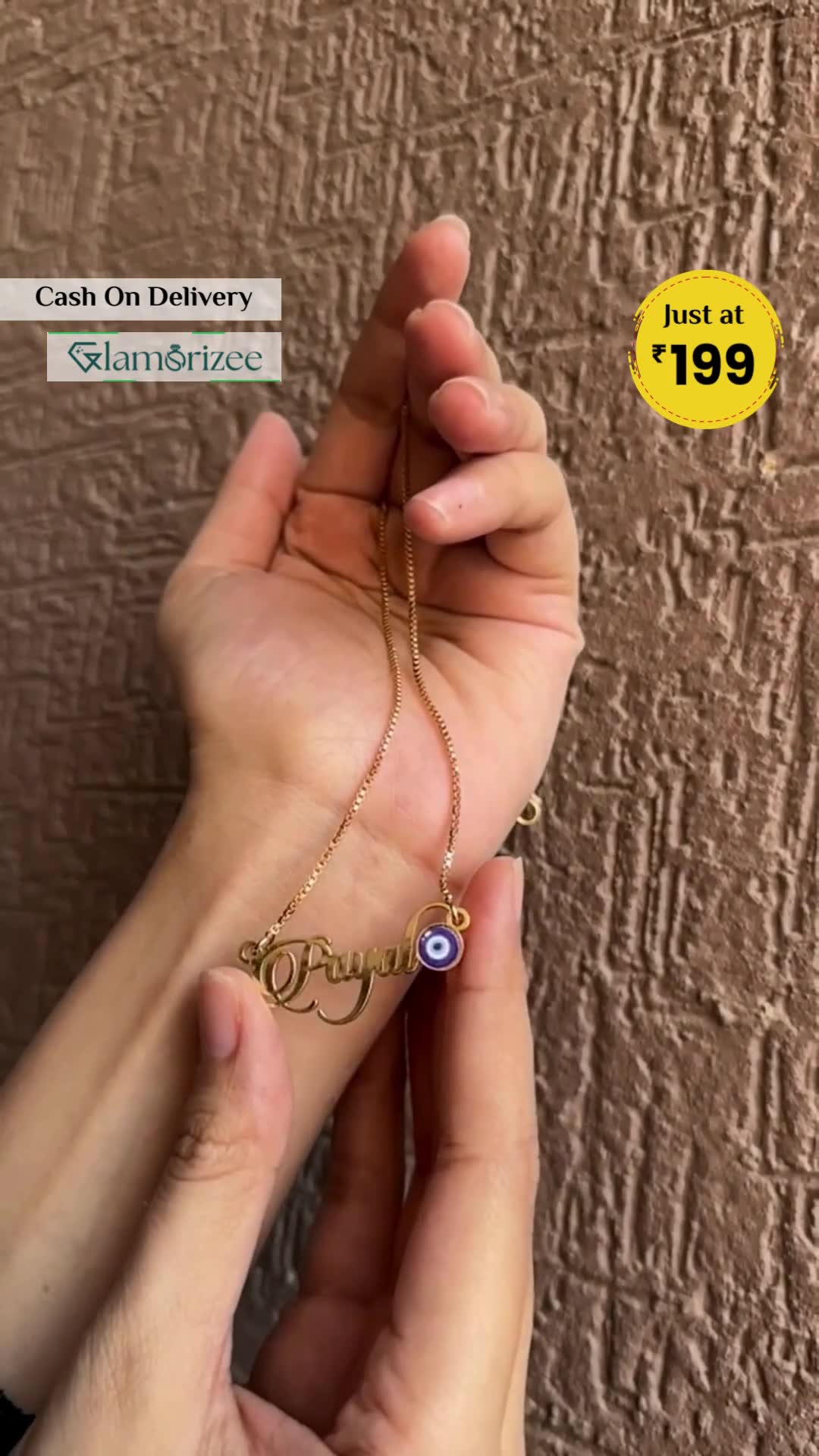 Glamorizee Facebook ad: Name Jewellery ONLY @ ₹199